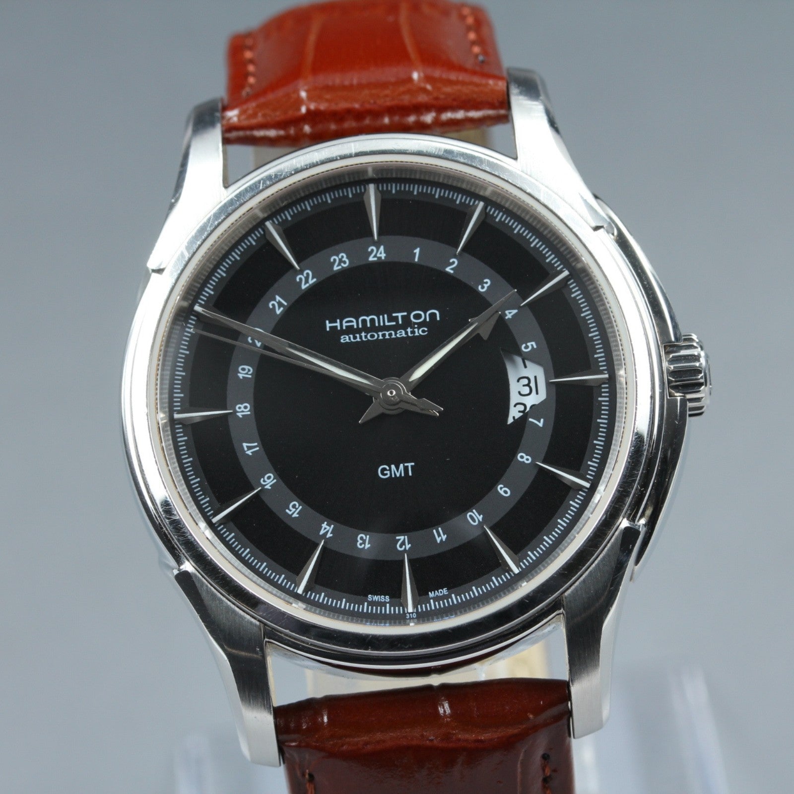 Hamilton Jazzmaster Traveler GMT Automatic Black Dial Men's Watch 42mm JAPAN