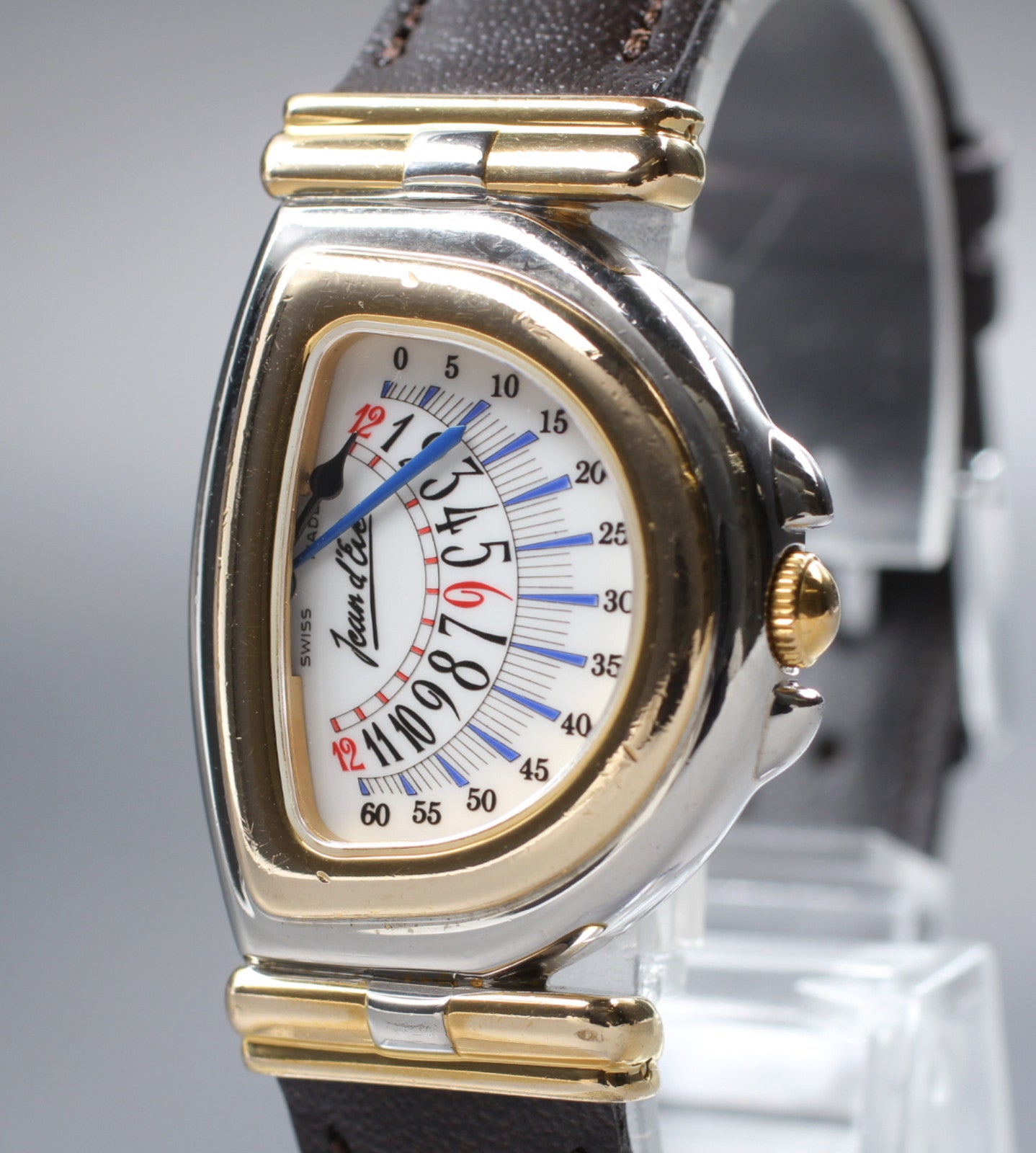 Vintage [Exc+5] Jean d'eve Sectora Gold 24mm Blue Women's Quartz Watch JAPAN