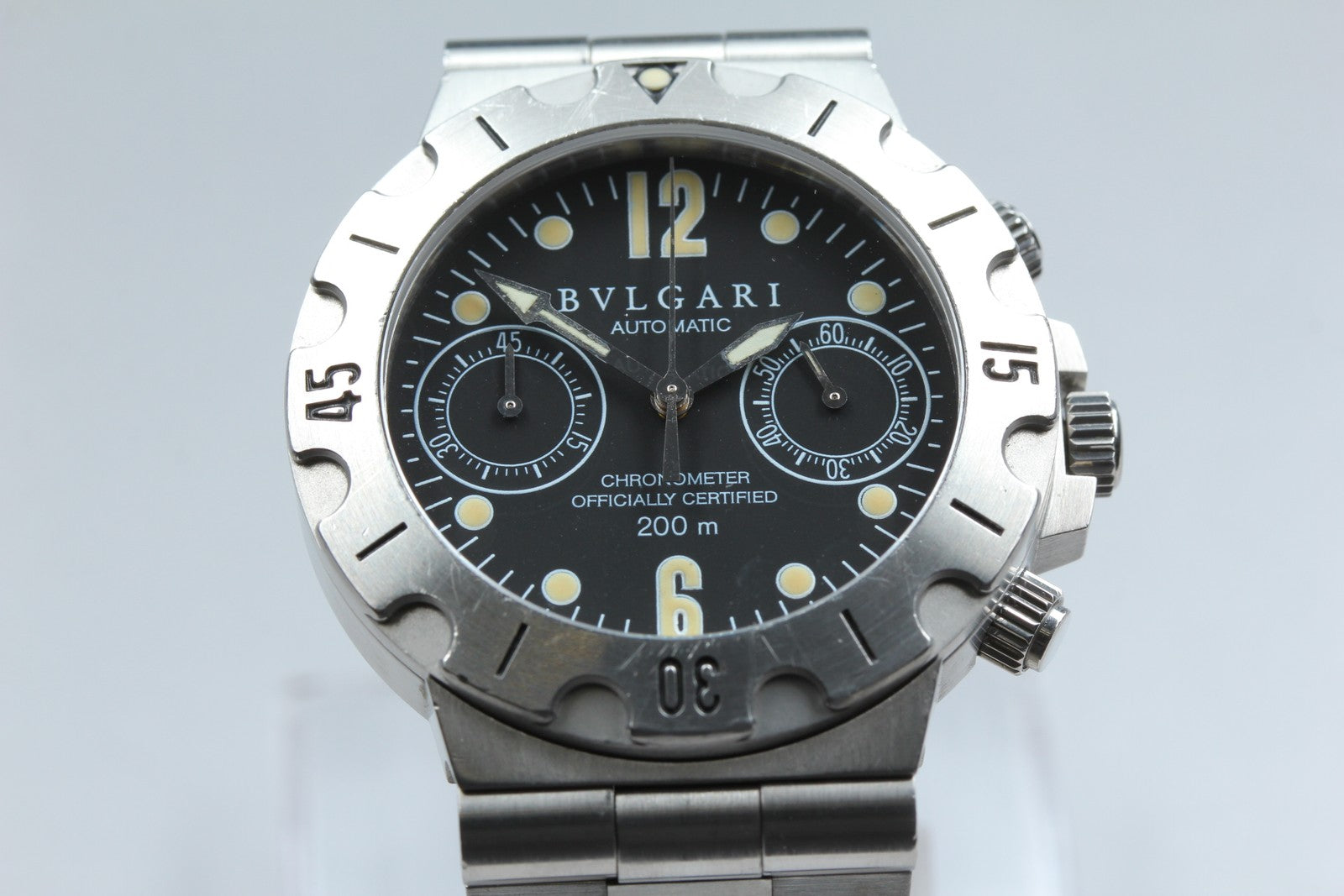 BVLGARI Diagono Scuba SC38S Chronograph Automatic Black Boy's Watch 39mm JAPAN