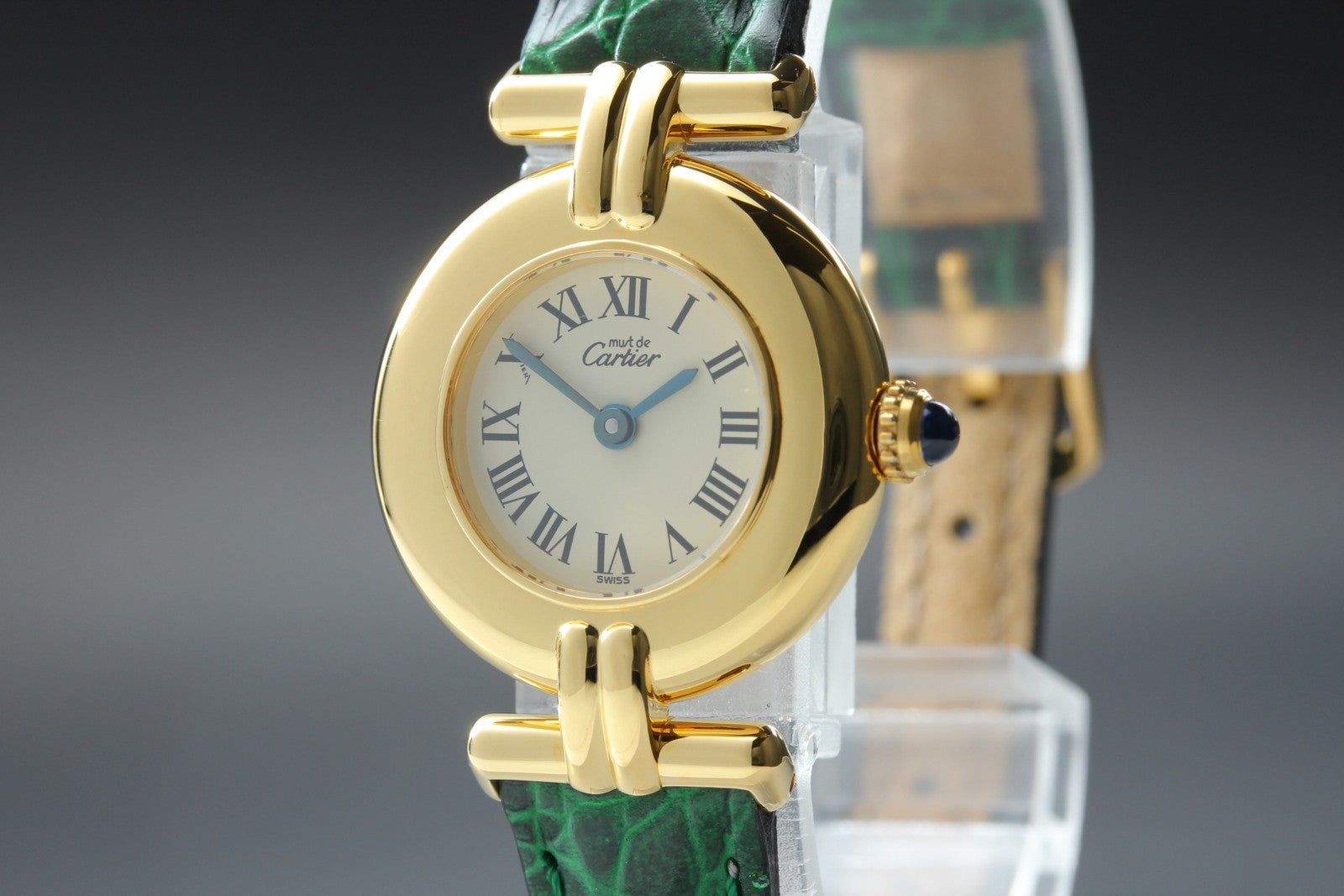 Vintage Cartier Must Colisee Vermeil 590002 Green Gold Women's Qz Watch [Box]