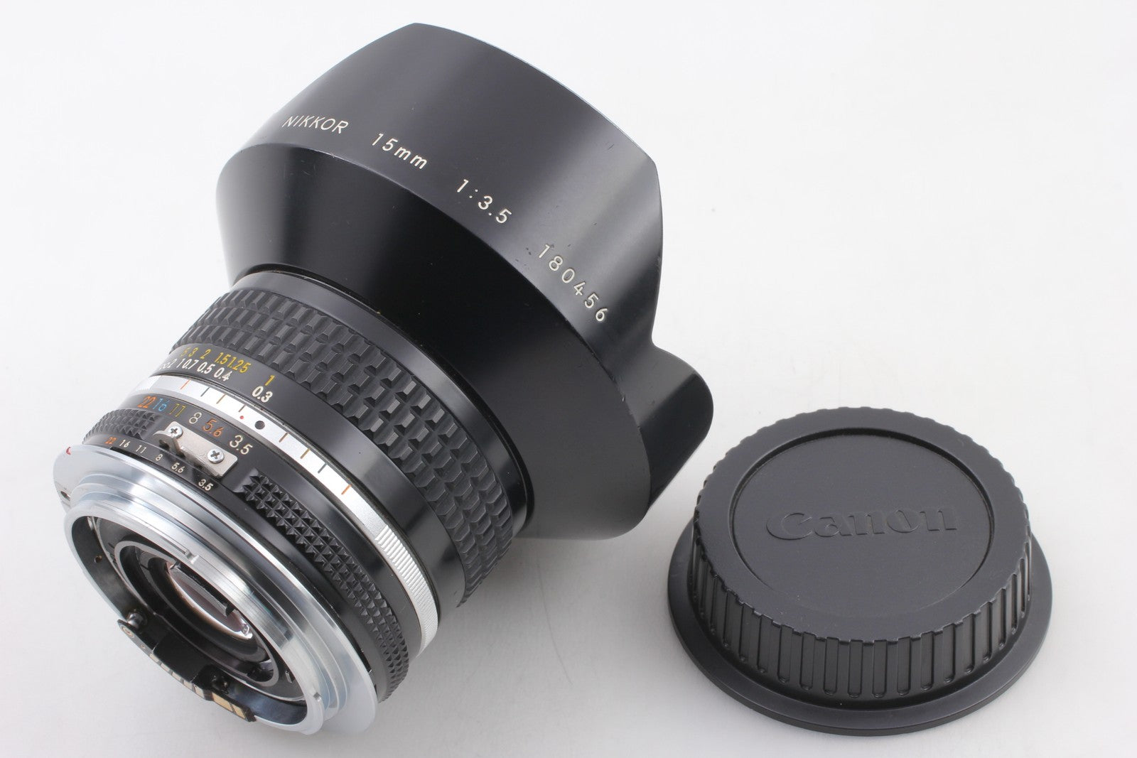 Rare Converted to Canon EF [Opt MINT] Nikon Nikkor 15mm f3.5 Fisheye Lens JAPAN