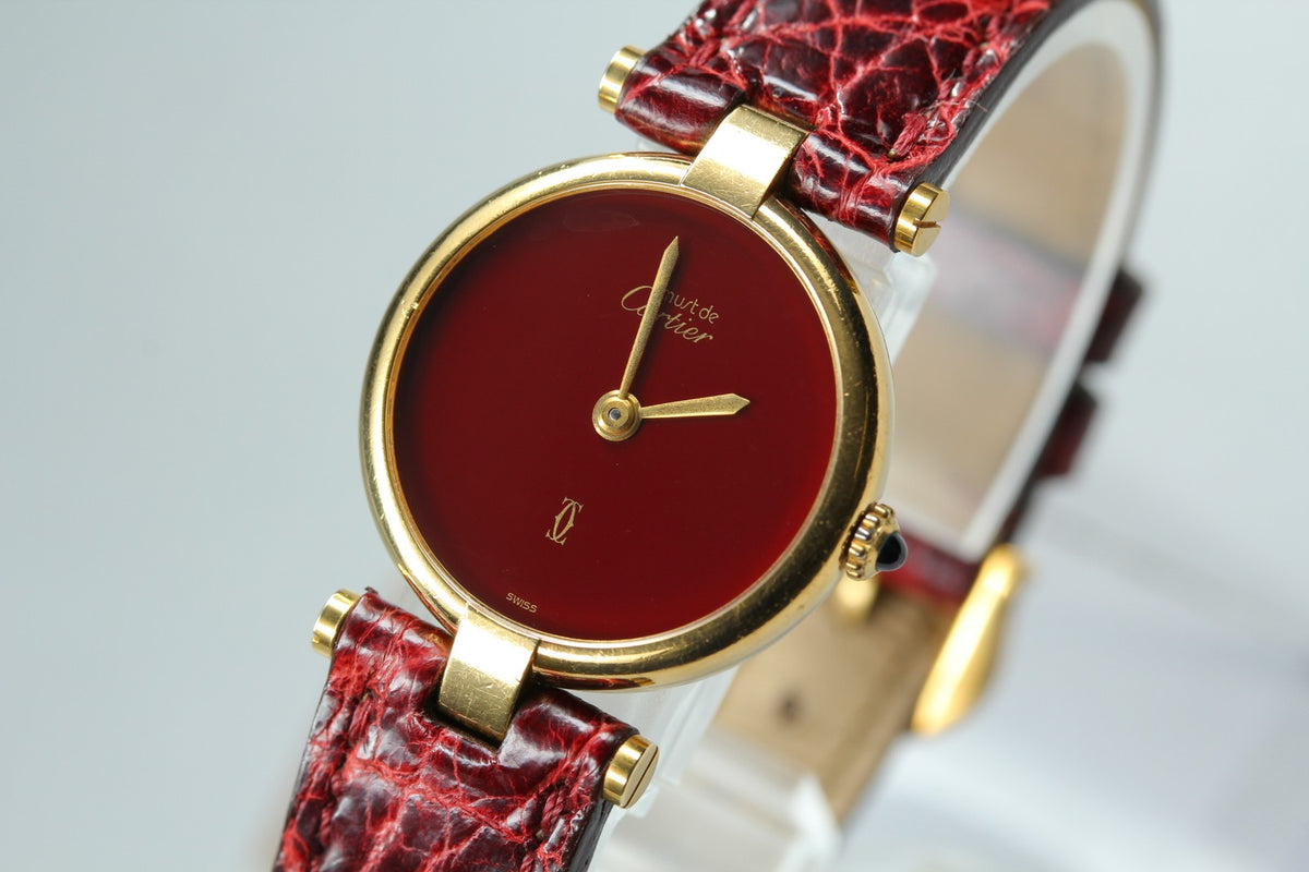 Cartier Must de Cartier Vendome 24mm Red Gold Women's Qz Watch Vintage [Pouch]