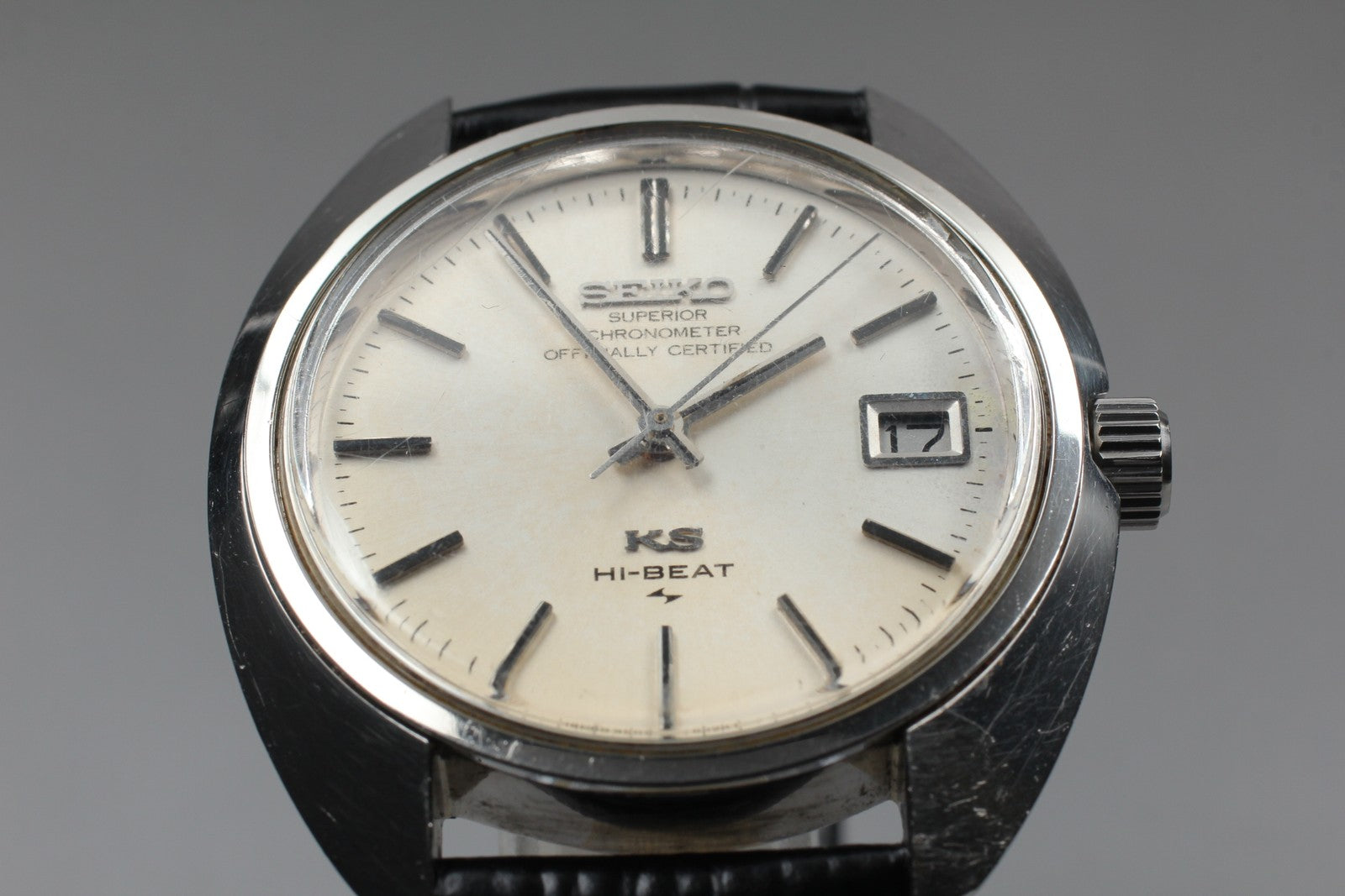 Vintage Exc+4 KING SEIKO HI-BEAT 4502-8010 Silver Hand-winding Men's Watch JAPAN