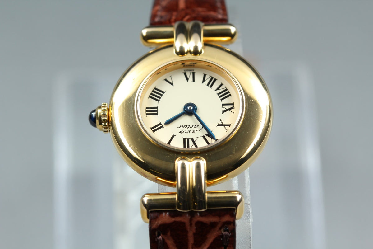 Cartier Must Colisee Vermeil 590002 Brown Gold Women's Quartz Watch Vintage