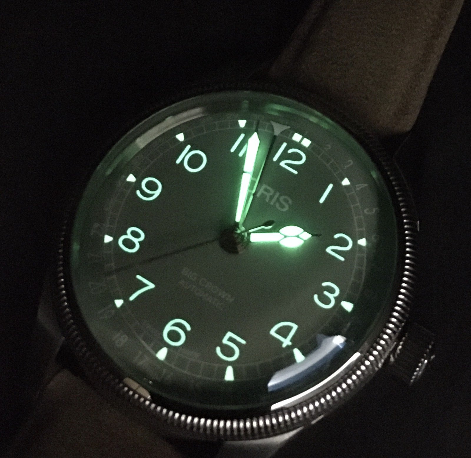 [Near MINT- Box] ORIS Big Crown Pointer Date 7749 Green 35mm AT Unisex Watch