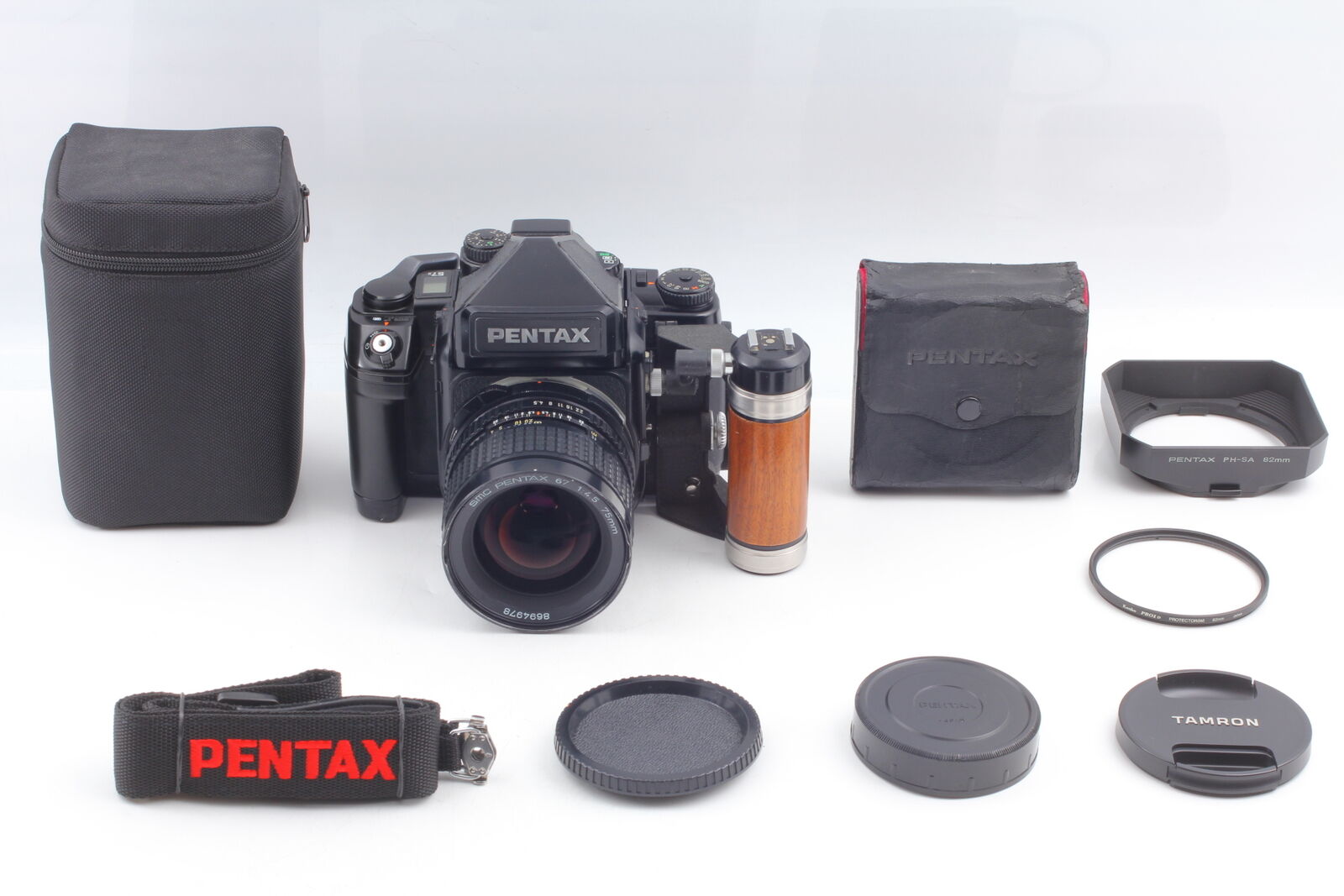 [Exc+5 w/Strap Grip] Pentax 67II Film Camera + 75mm f4.5 Lens AE From JAPAN