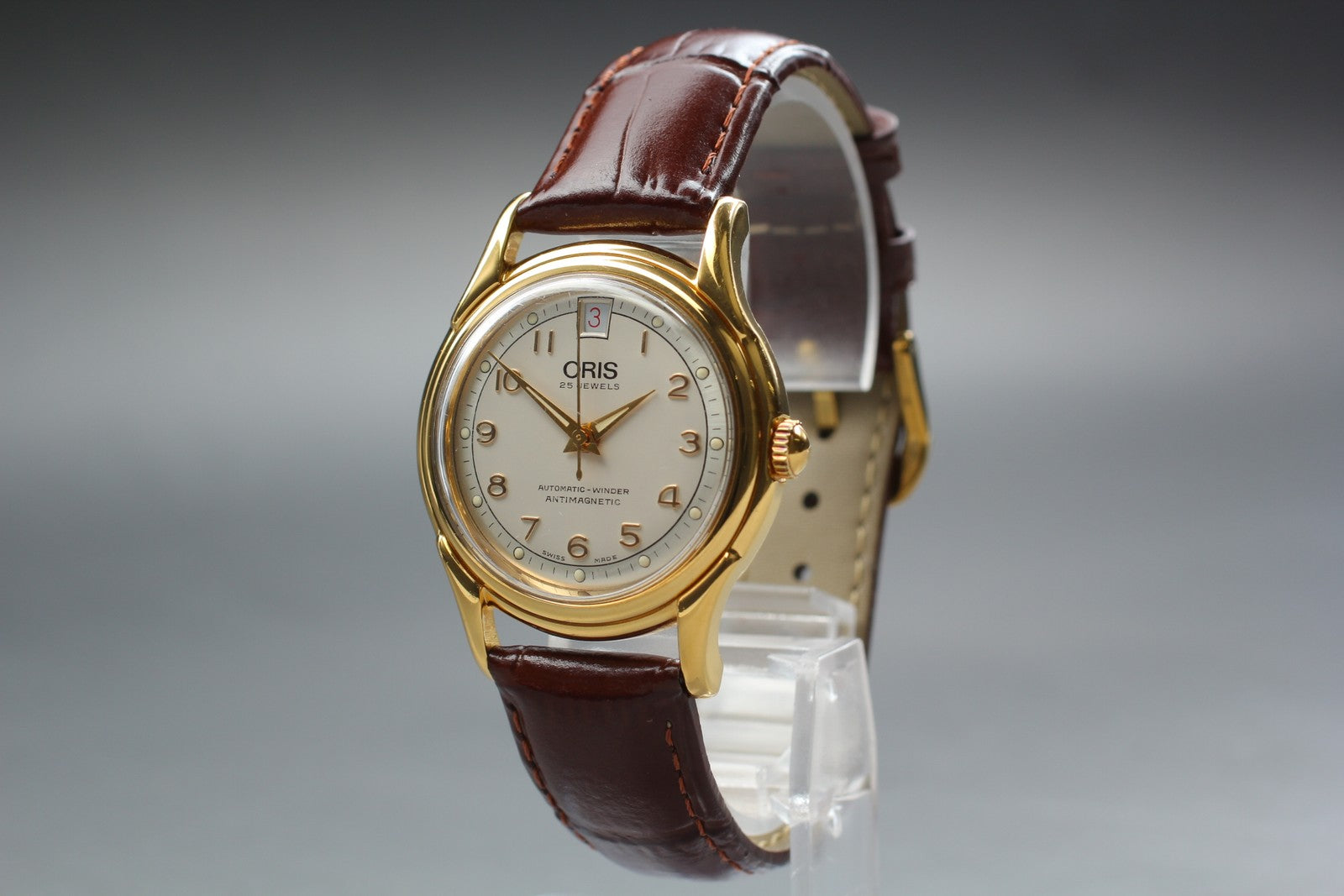Vintage ORIS 7317 Automatic Date Gold Men's Watch 33mm JAPAN