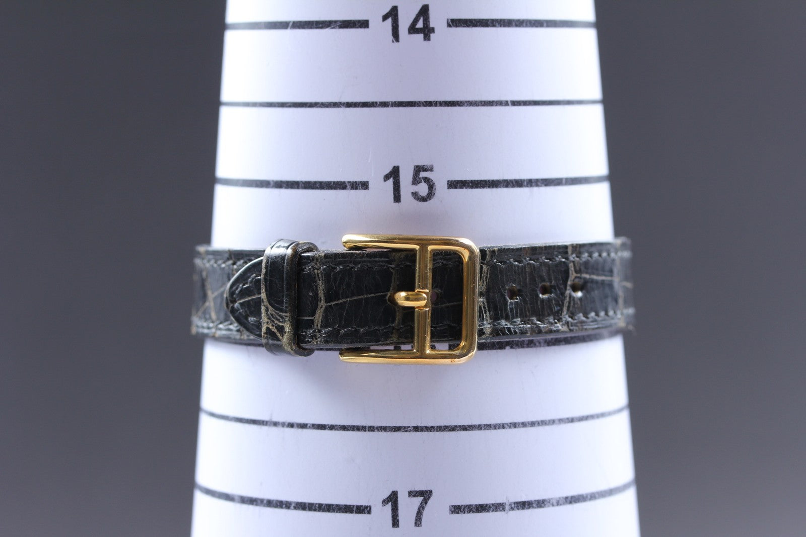 Vintage [Exc+5 Box] HERMES Kelly Watch Gold Black Leather "U" Woman's Qz Watch