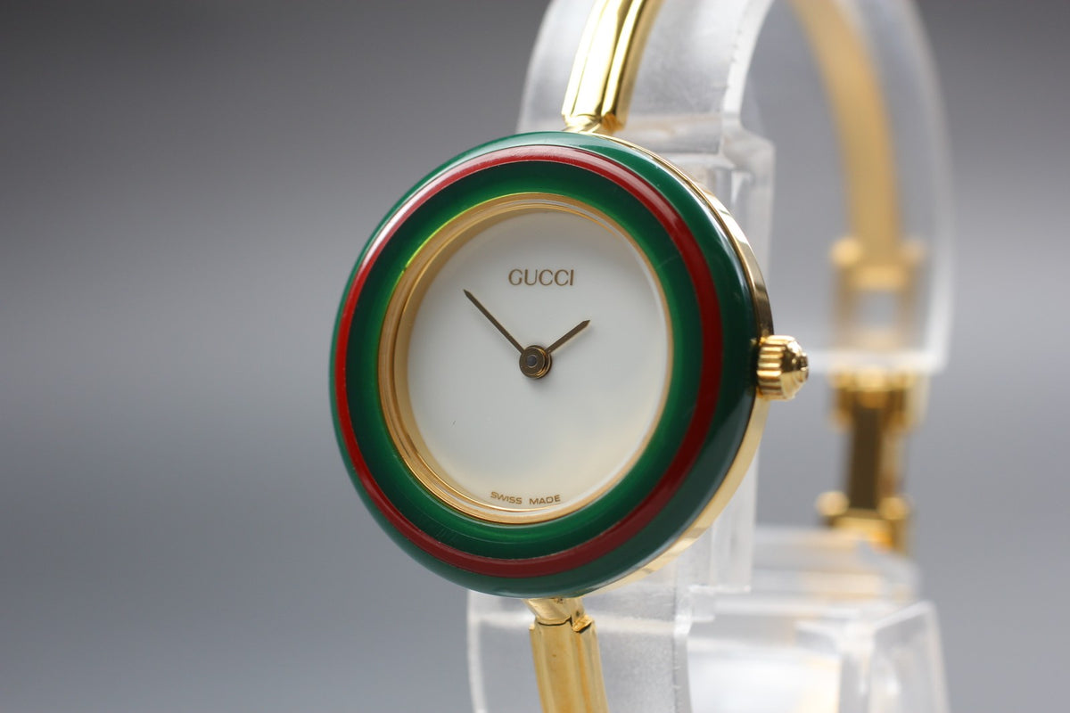 New Batt GUCCI Change Bezel 11/12.2 12Color Quartz Women's Watch w/Box JAPAN