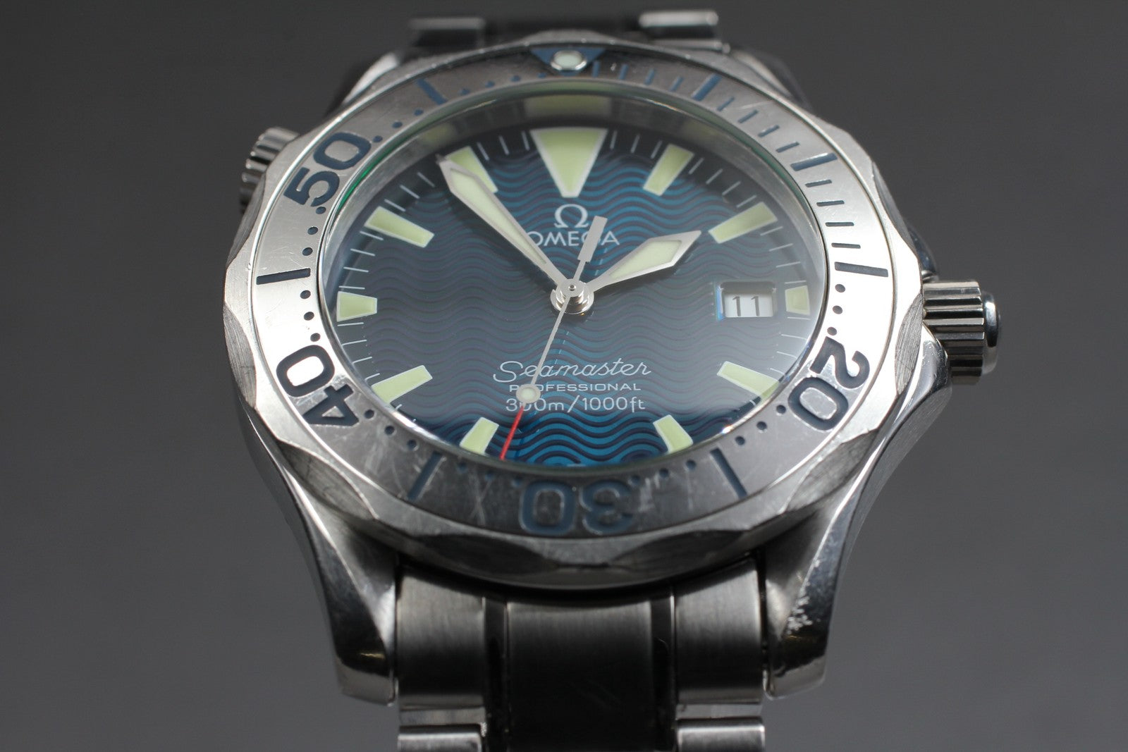 [Exc+5] OMEGA Seamaster 300M 2263.80 Blue Dial Quartz 36mm Men's Watch JAPAN