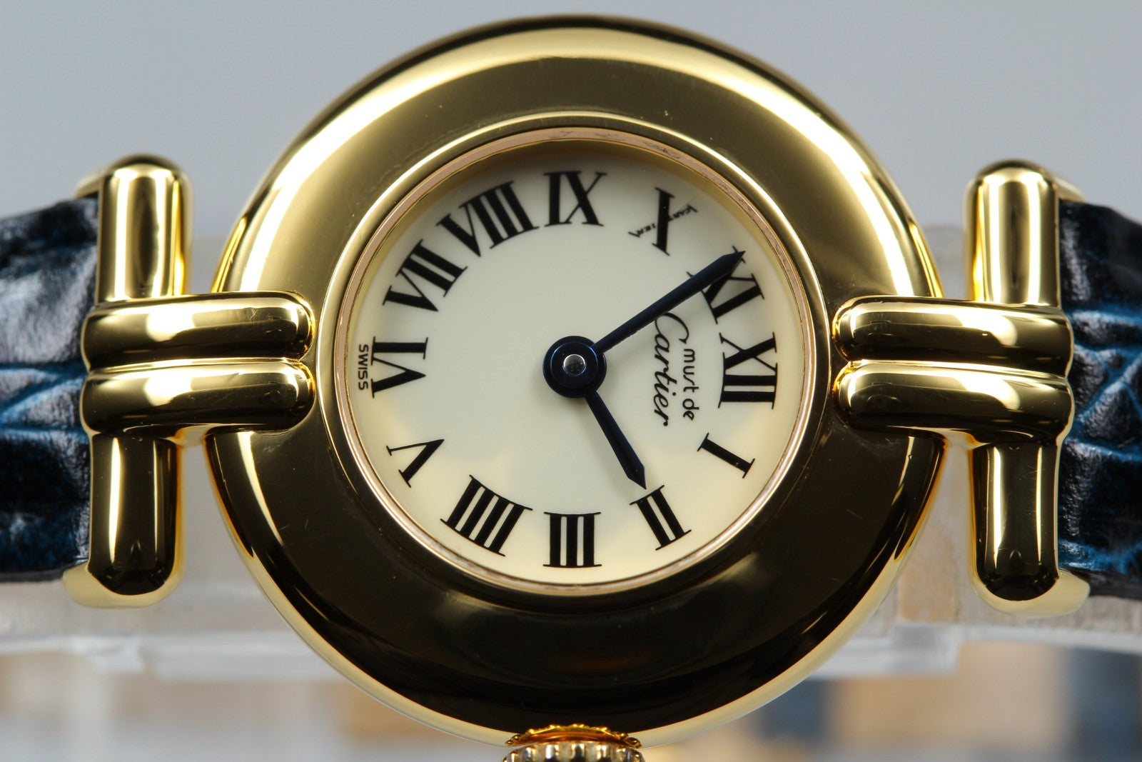 Vintage Cartier Must Colisee Vermeil 590002 Blue Gold Women's Qz Watch [Pouch]