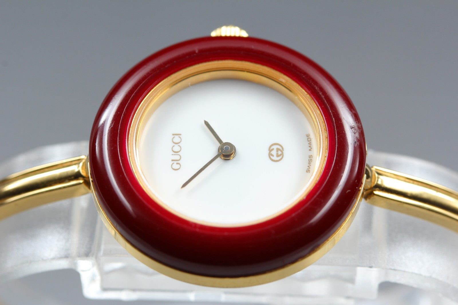 New Batt Gucci 1100-L Change Bezel 11Colors White Women Quartz Watch JAPAN Box