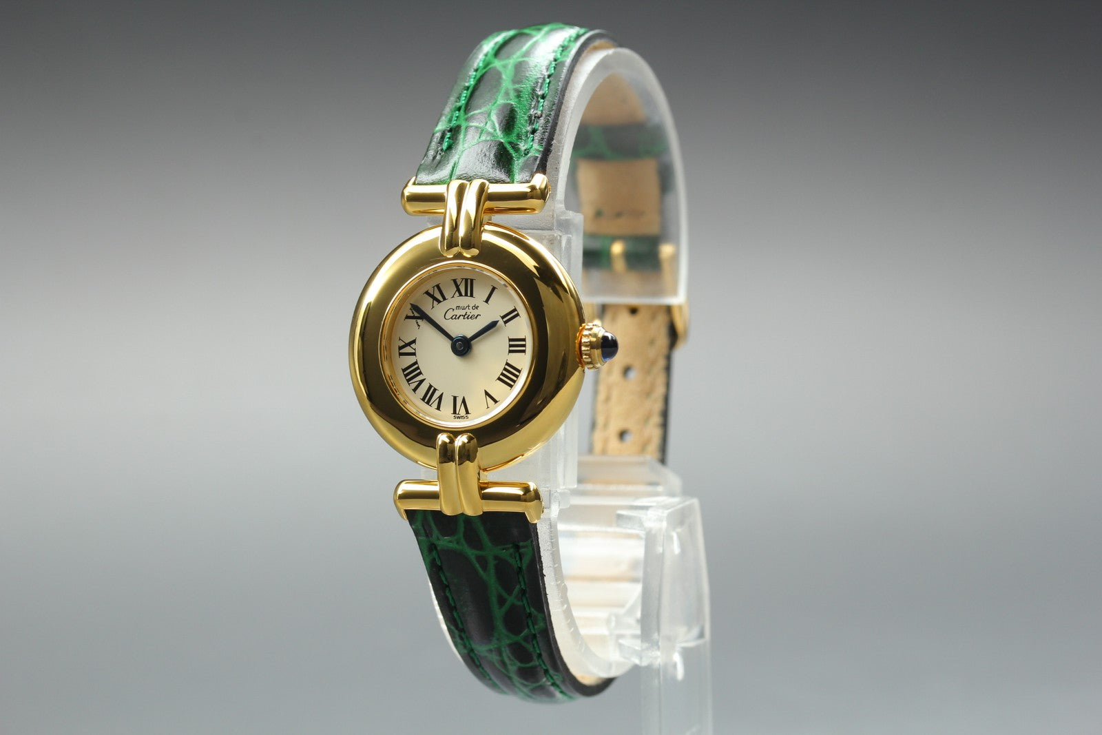 Vintage [Near MINT] Cartier Must Colisee Vermeil 1902 Green Women's Quartz Watch