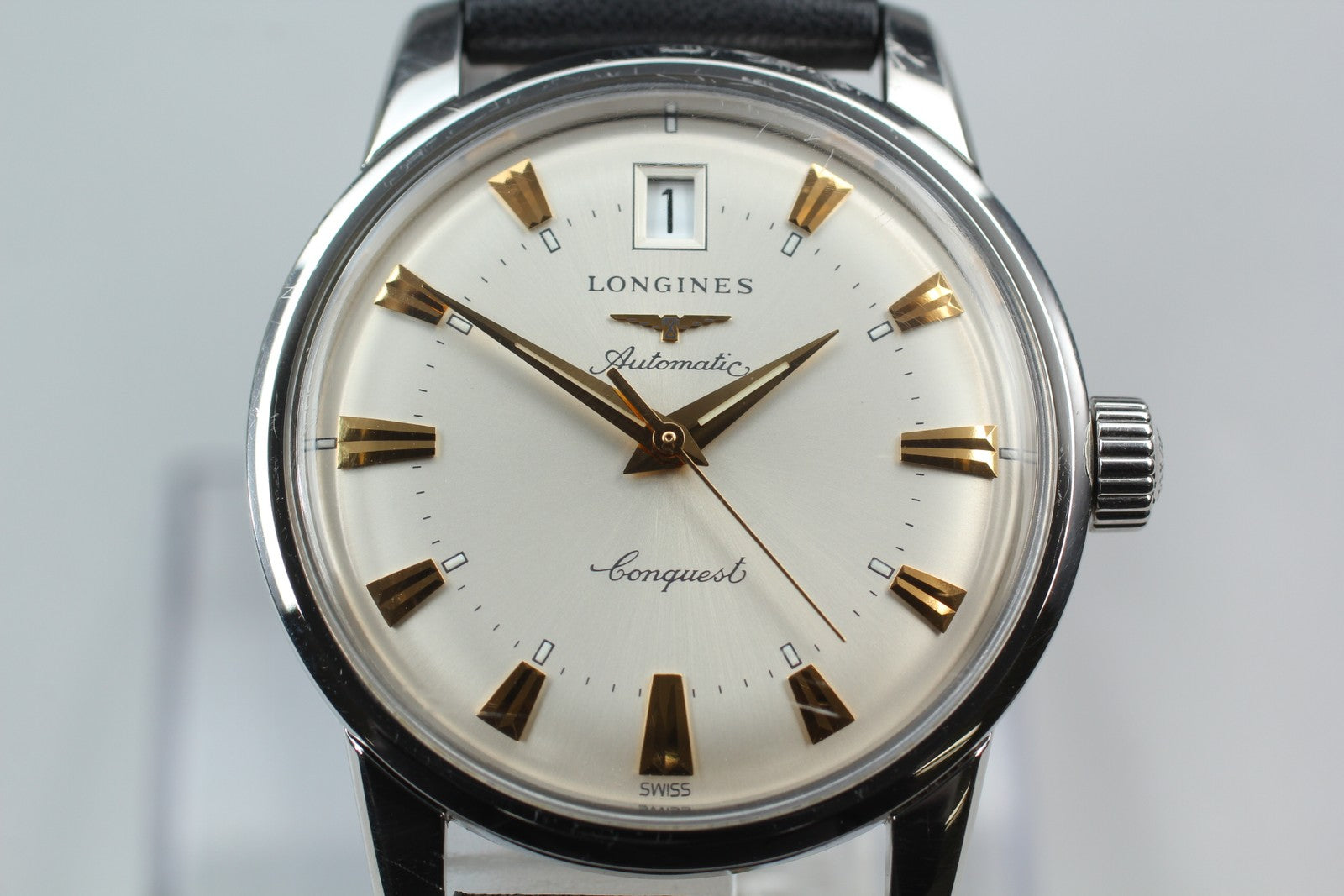 Longines Conquest Heritage L1.611.4 34mm Silver Black Automatic Mens Watch [Box]