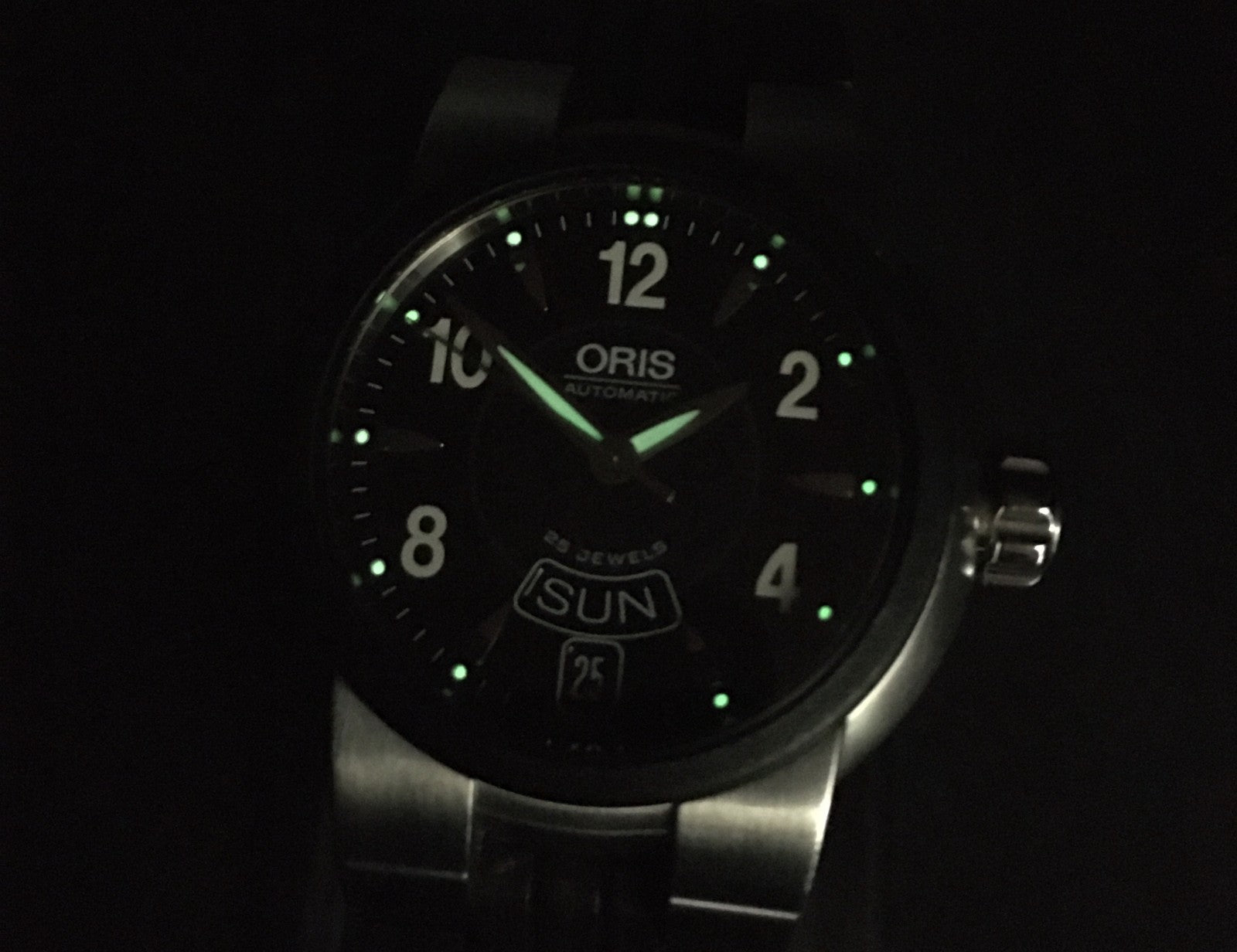 Exc+5*Box ORIS TT1 7523-44 Black Dial Automatic Day/Date Boy's Watch 37mm JAPAN