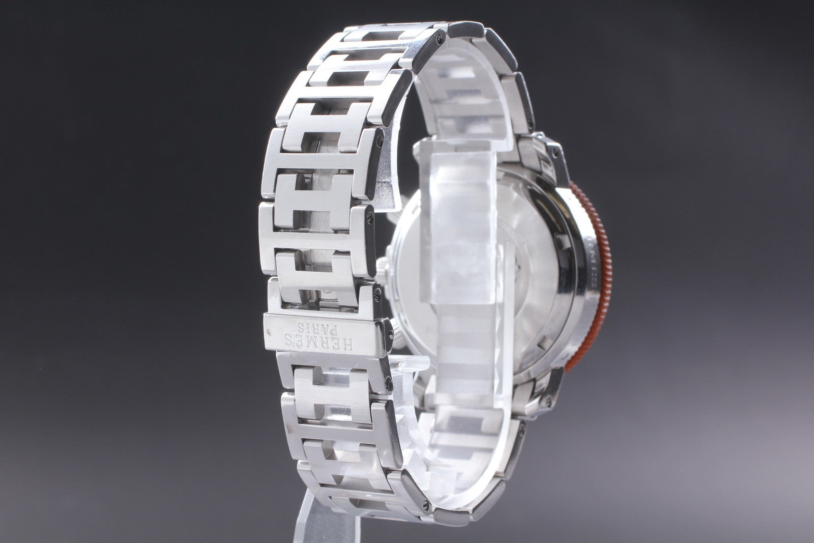 [Exc+5] HERMES Clipper CL2.916 Orange Dial Chronograph Quartz Men's Watch JAPAN
