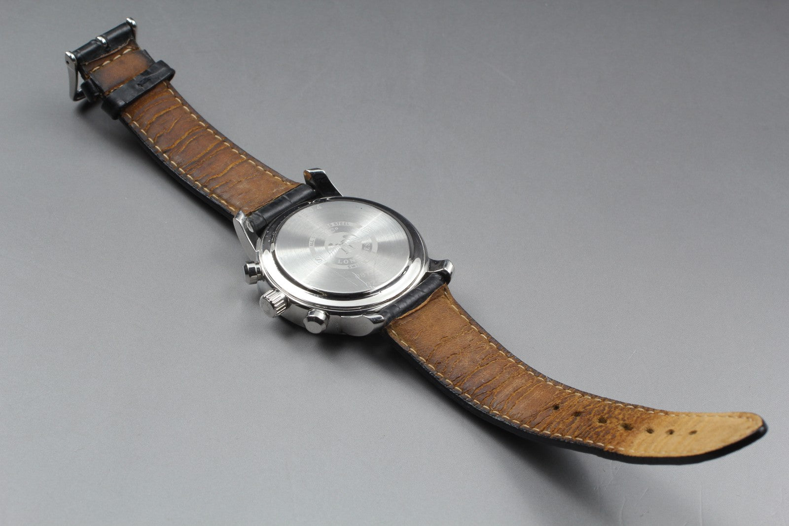 New Batt[Exc+5] LONGINES Heritage L2.663.4 Silver Chronograph Men's Watch JAPAN