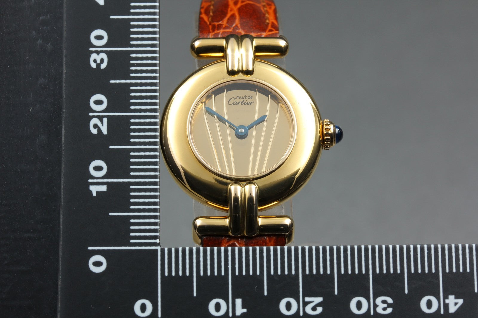 Vintage Cartier Must Colisee Vermeil 590002 Gold Brown Women's Qz Watch [Box]