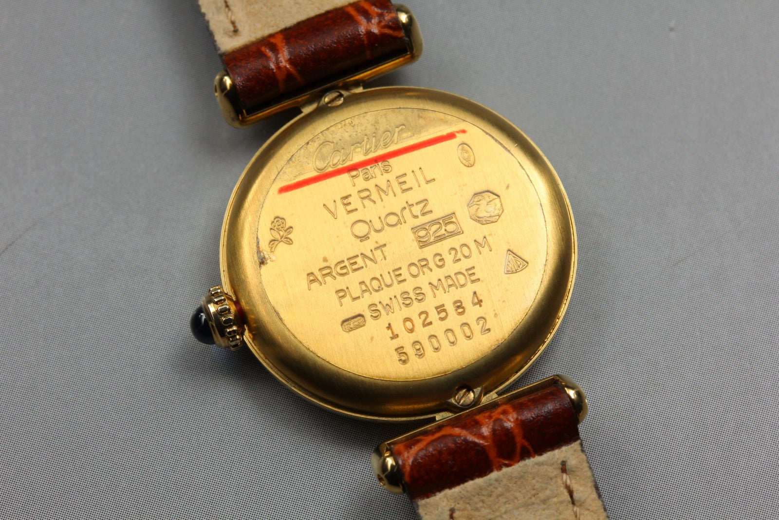 Vintage Cartier Must Colisee Vermeil 590002 Gold Brown Women's Qz Watch [Box]