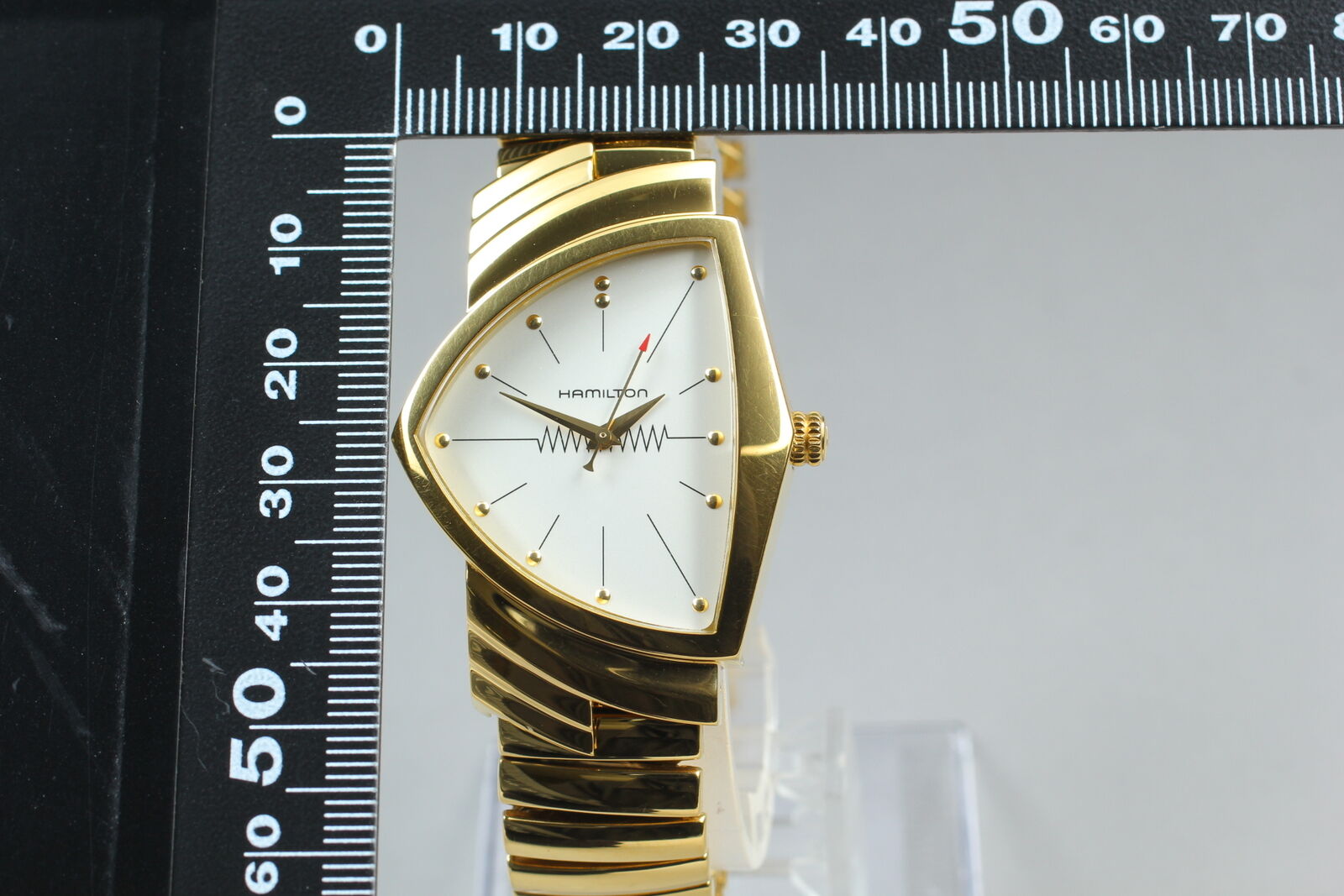 New Battery [Exc+5 Box] HAMILTON Ventura H243010 White Gold Men's Watch JAPAN