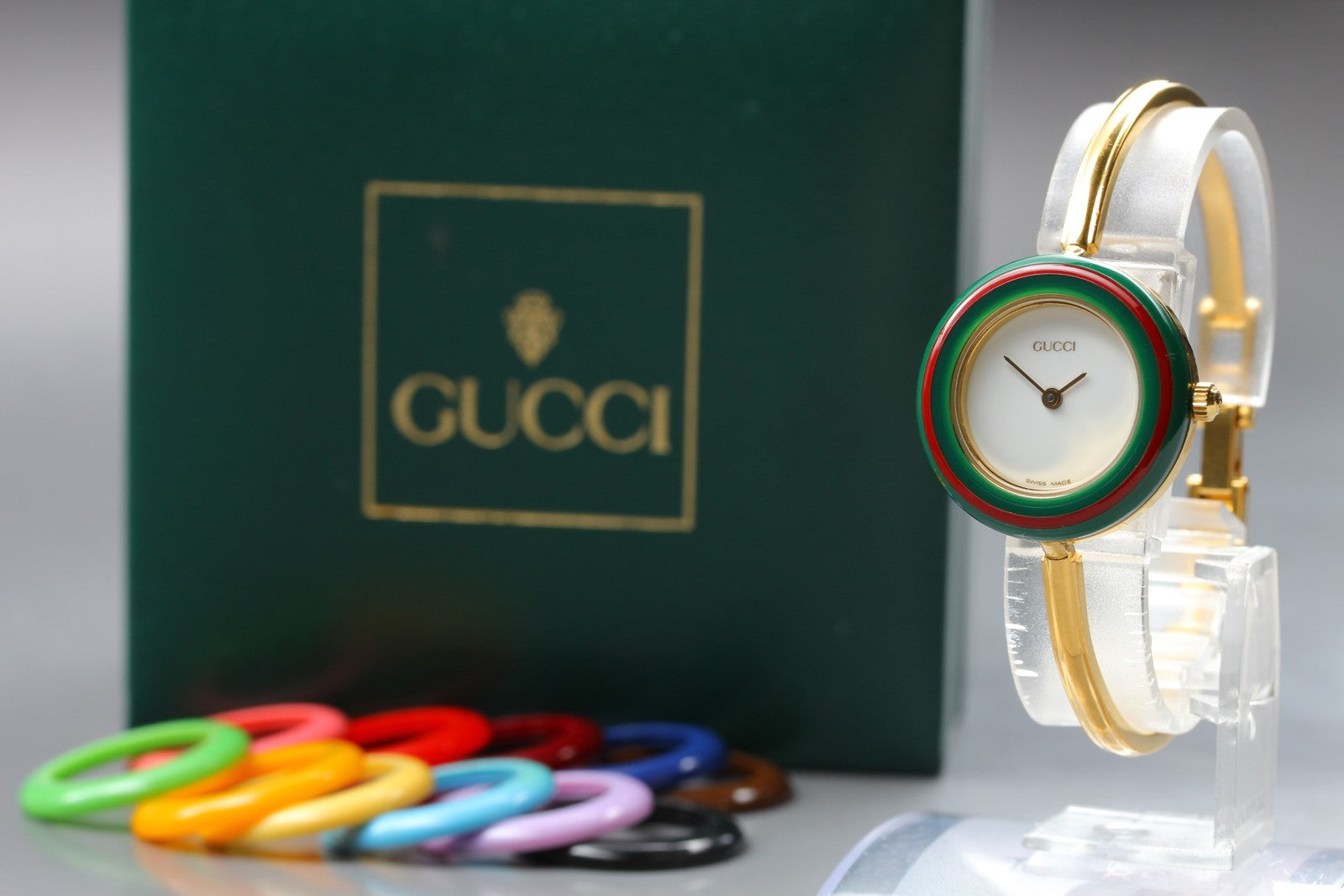 Vintage [Exc+5 Box] Gucci Change Bezel 11/12.2 12 Colors Women's Quartz Watch