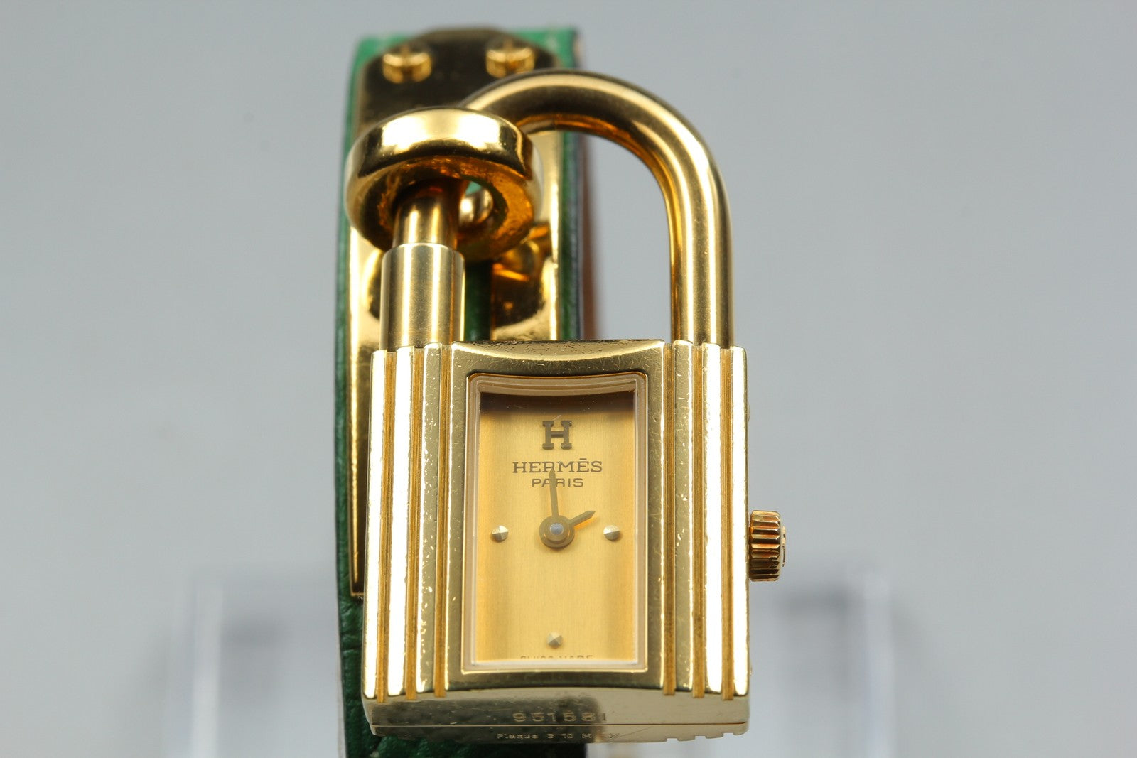 Vintage [Exc+5 Box] HERMES Kelly Watch Gold Green Woman's Quartz Watch JAPAN
