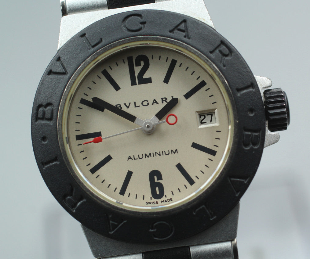 [Exc+5] BVLGARI Alminium AL29TA Silver Black 29mm Women's Quartz Watch JAPAN