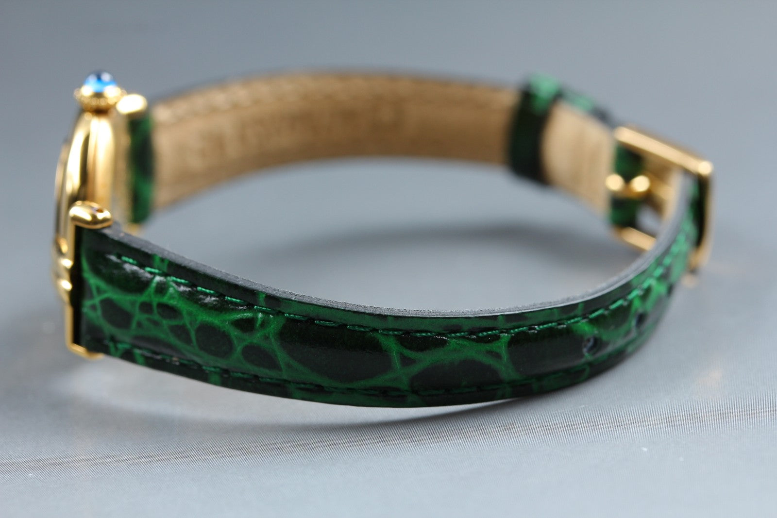 Vintage [w/Box] Cartier Must Colisee Vermeil 590002 Green Women's Quartz Watch