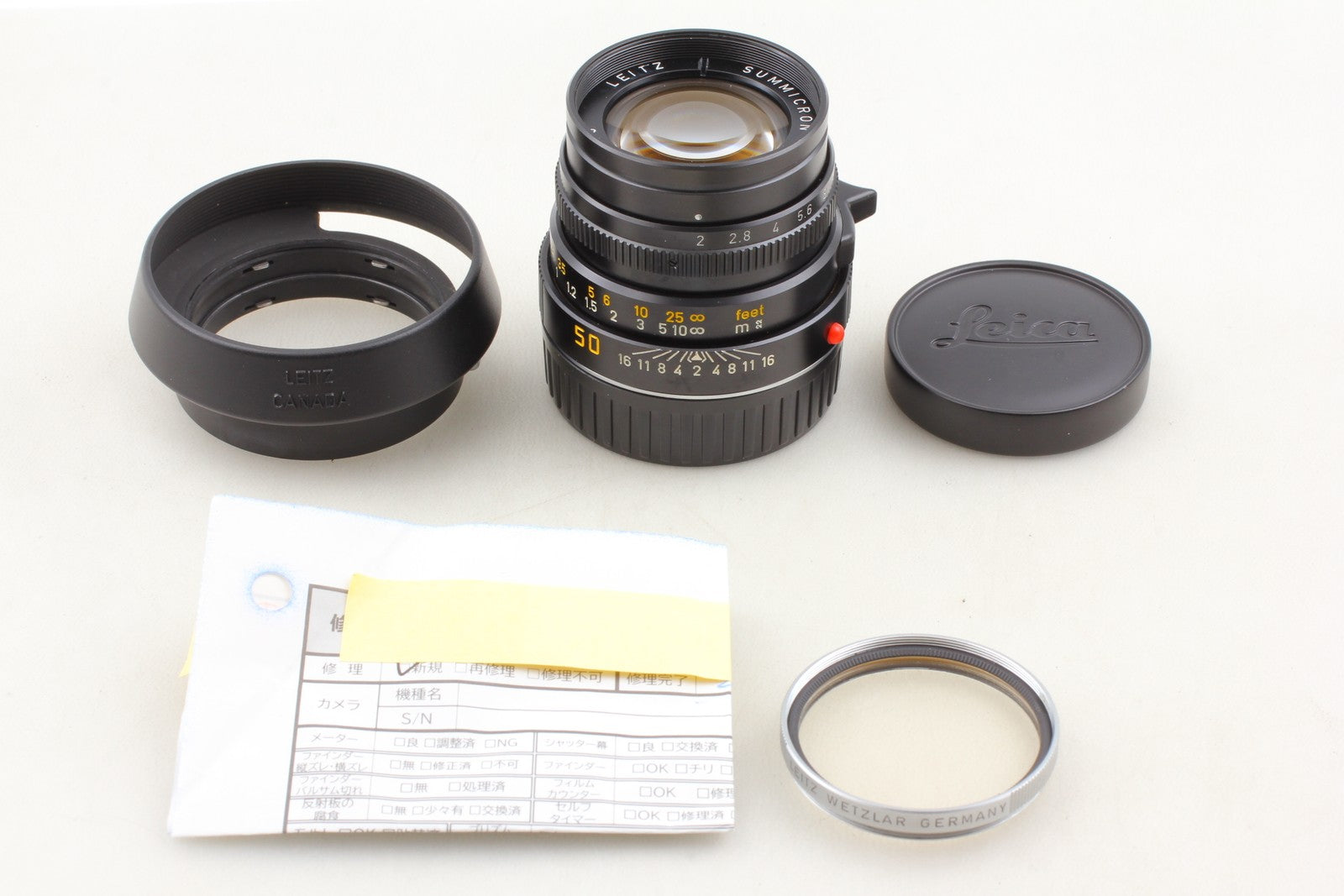 Pro Cleened [MINT w/Hood Filter] Leica Leitz SUMMICRON-M 50mm f/2 Lens JAPAN