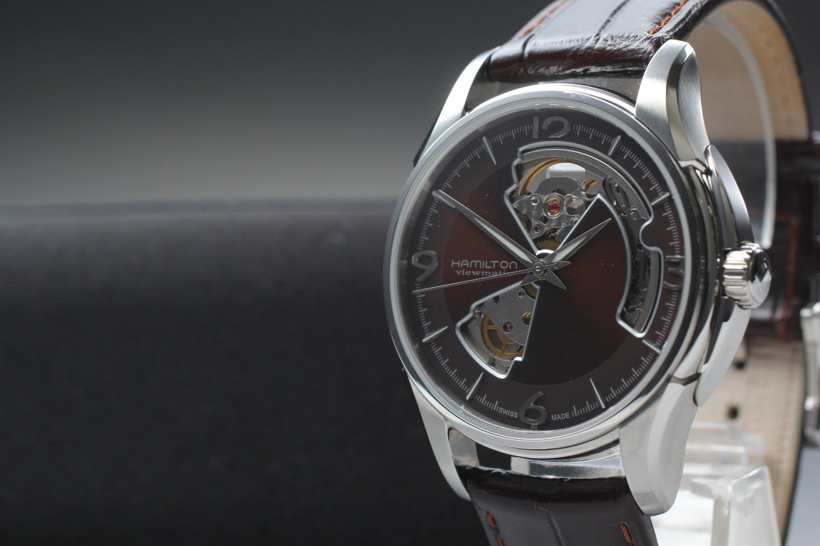 [Exc+5] Hamilton Jazzmaster Viewmatic Open Heart H325650 Brown AT Men's Watch