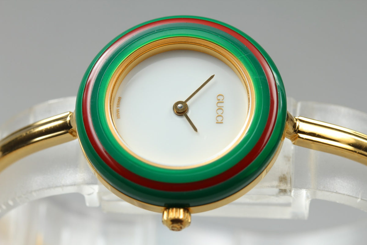 New Batt GUCCI Change Bezel 11/12.2 12Color Quartz Women's Watch w/Box JAPAN