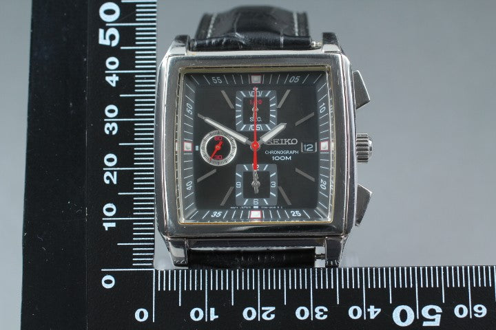 RARE[Exc+5] SEIKO Chronograph 7T92-0HS0 Black Quartz Men's Watch 39mm JAPAN