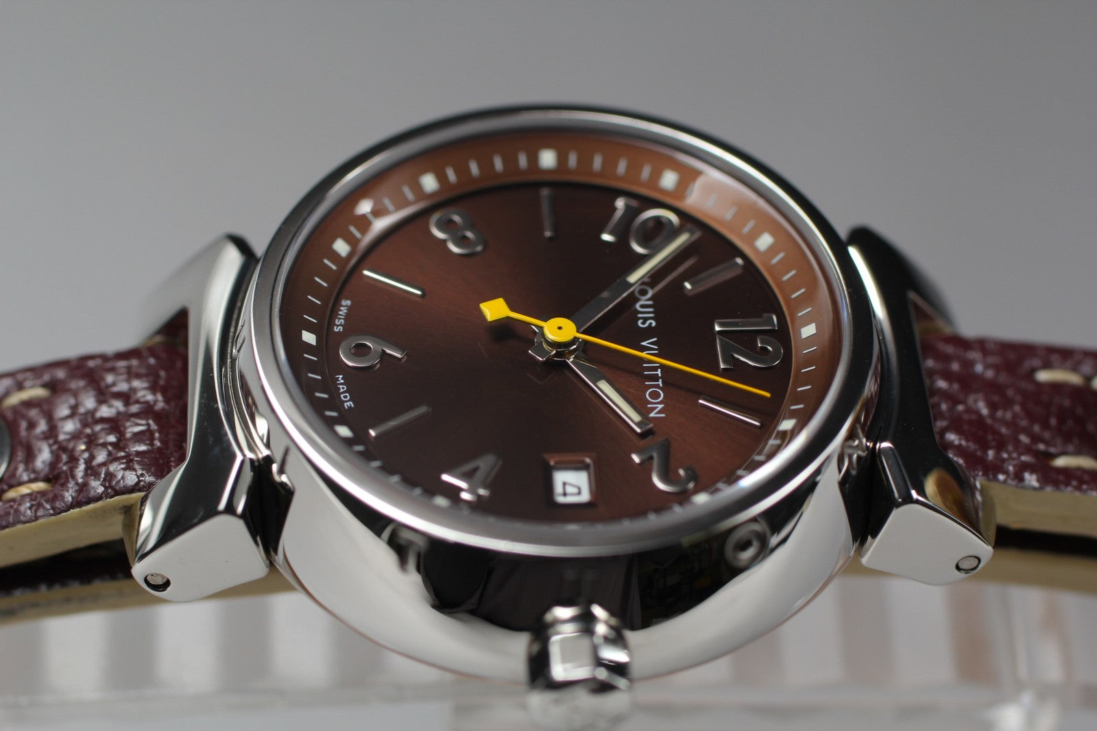 [ Exc+5 Box] Louis Vuitton Tambour Q1211 27mm Brown Women's Quartz Watch JAPAN