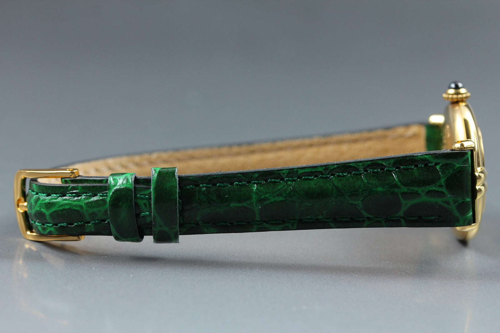 Vintage Cartier Must Colisee Vermeil 590002 Green Gold Women's Qz Watch [Box]