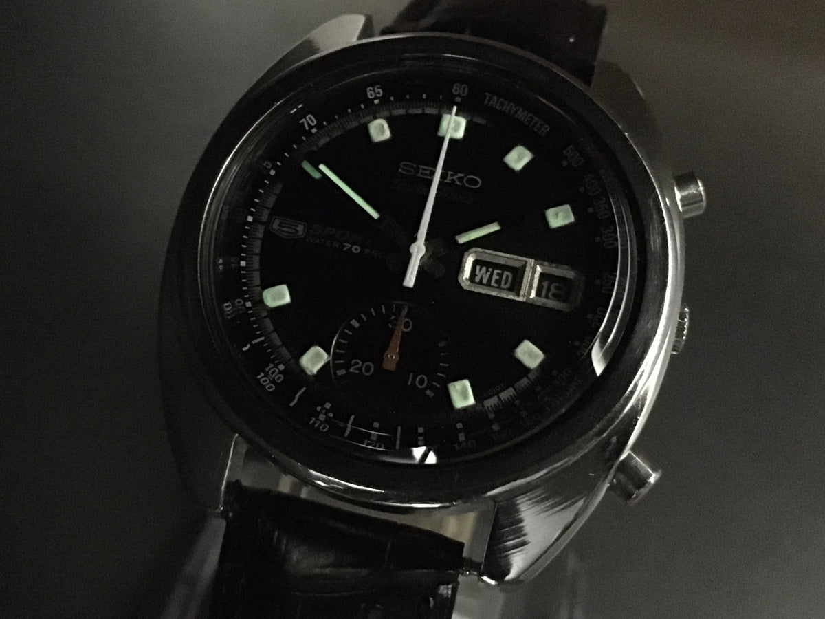 overhauled SEIKO 5 Sports Speed Timer 6139-6010 Automatic Men's Watch 39mm JAPAN
