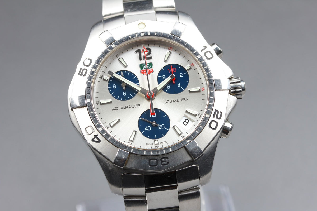 Tag Heuer Aquaracer 300m CAF1110 Chronograph Silver Quartz Men's Watch 42mm JP