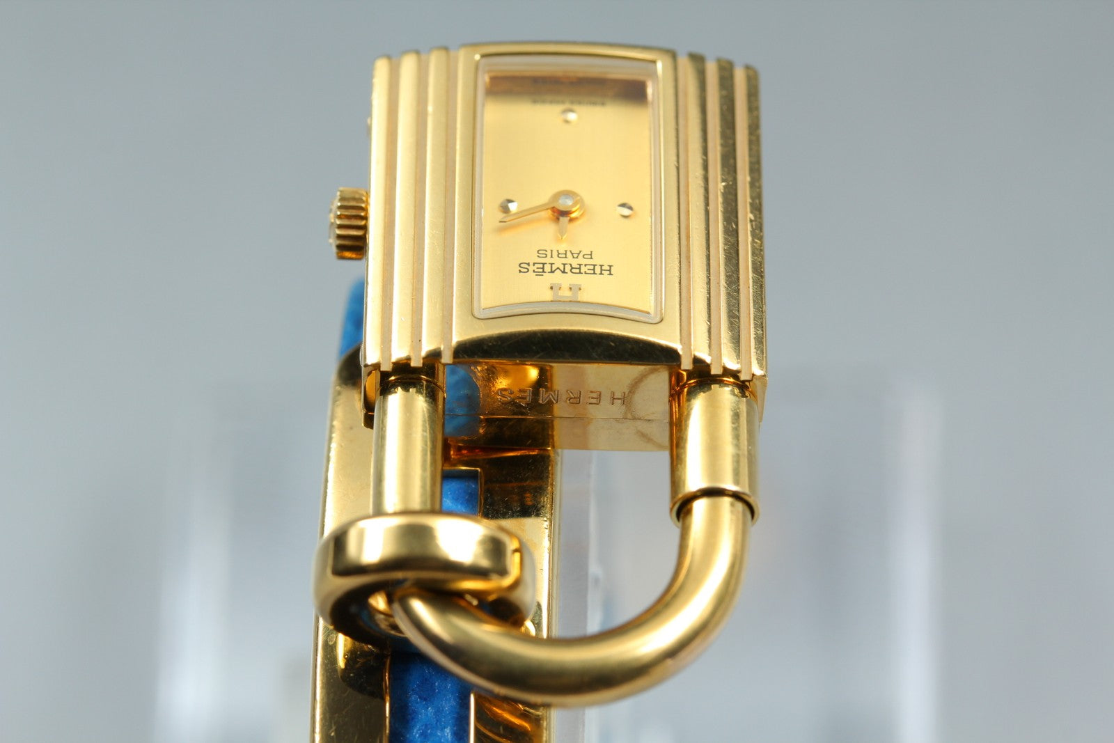 Vintage [Overhauled] HERMES Kelly Watch Gold Dial Blue "W" Woman's Quartz Watch