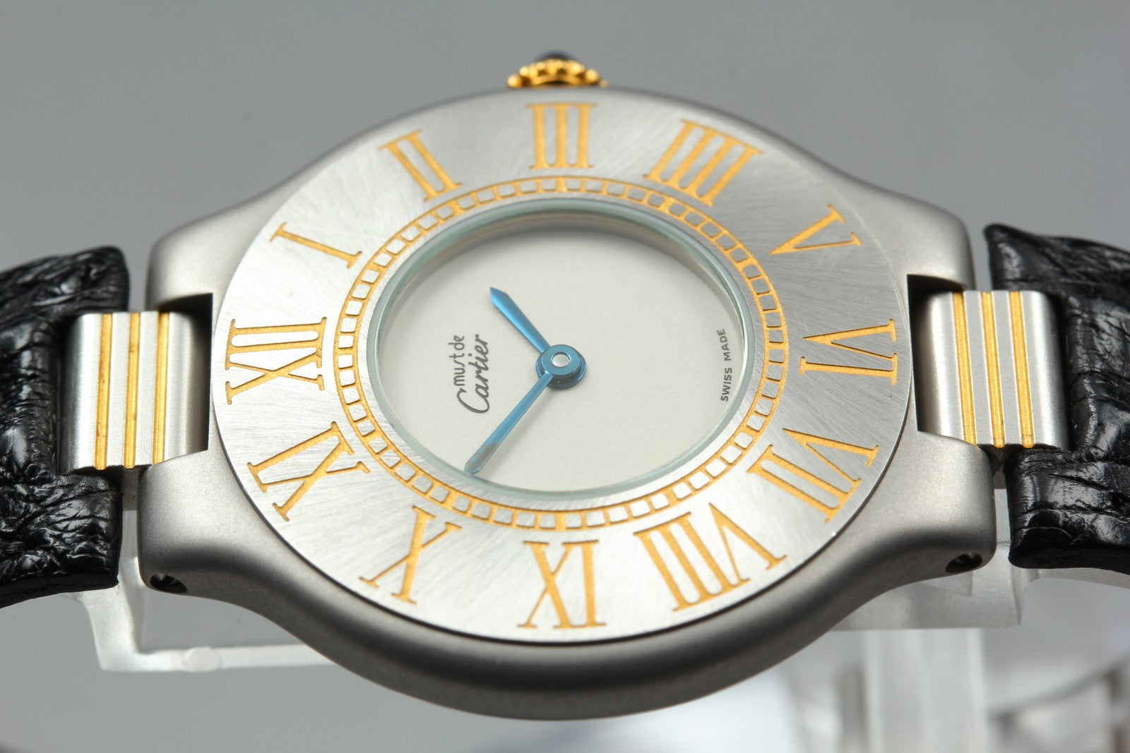 Vintage [w/Box] Cartier Must de Cartier 21 30mm Silver Black Unisex Quartz Watch