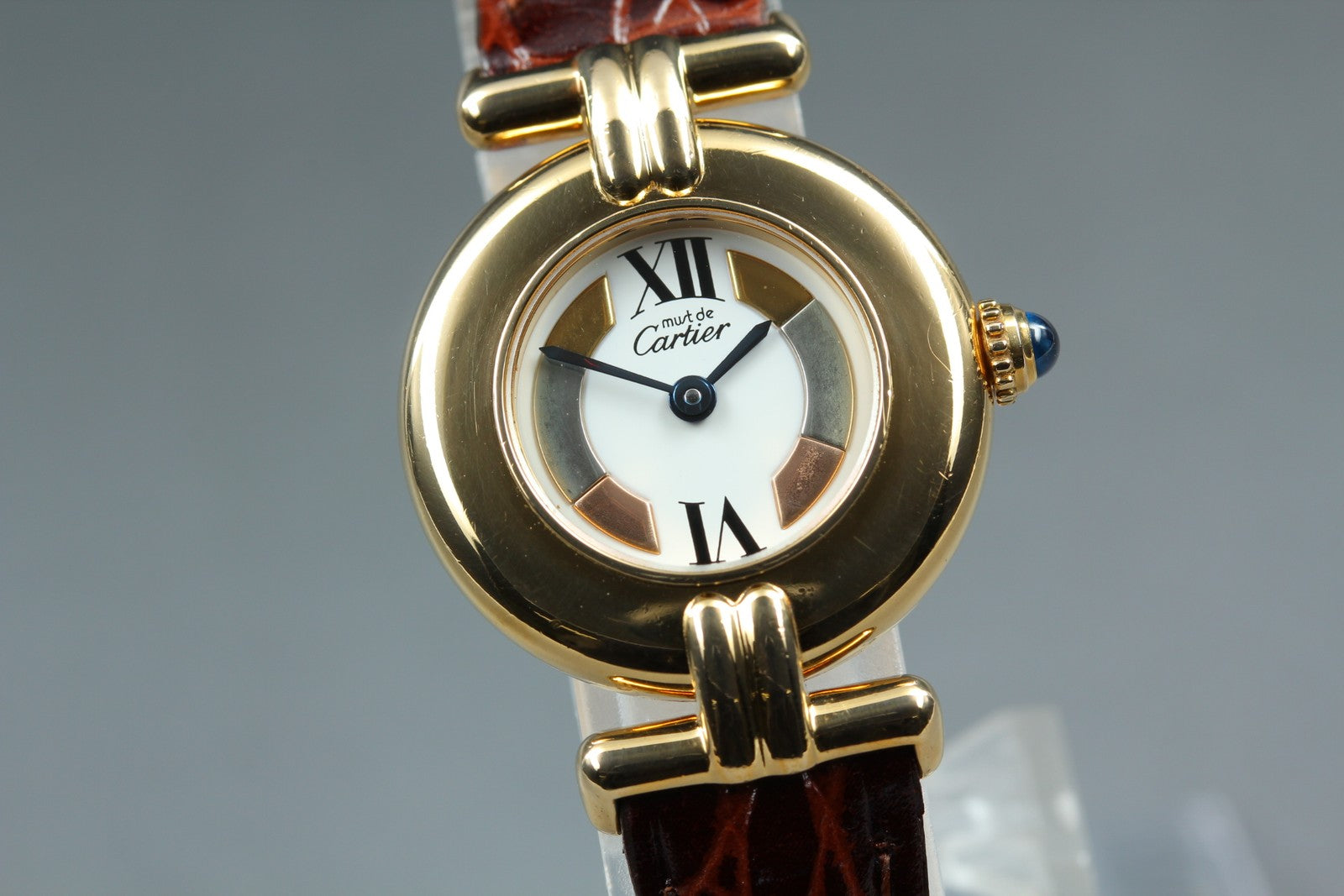 Vintage Cartier Must Colisee Vermeil 590002 Brown Gold Women's Quartz Watch