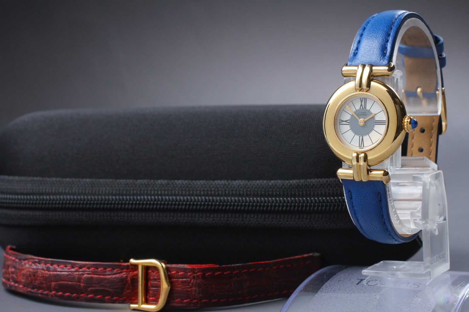 Vintage [Exc+5] Cartier Must Colisee Vermeil 590002 Blue Women's Quartz Watch