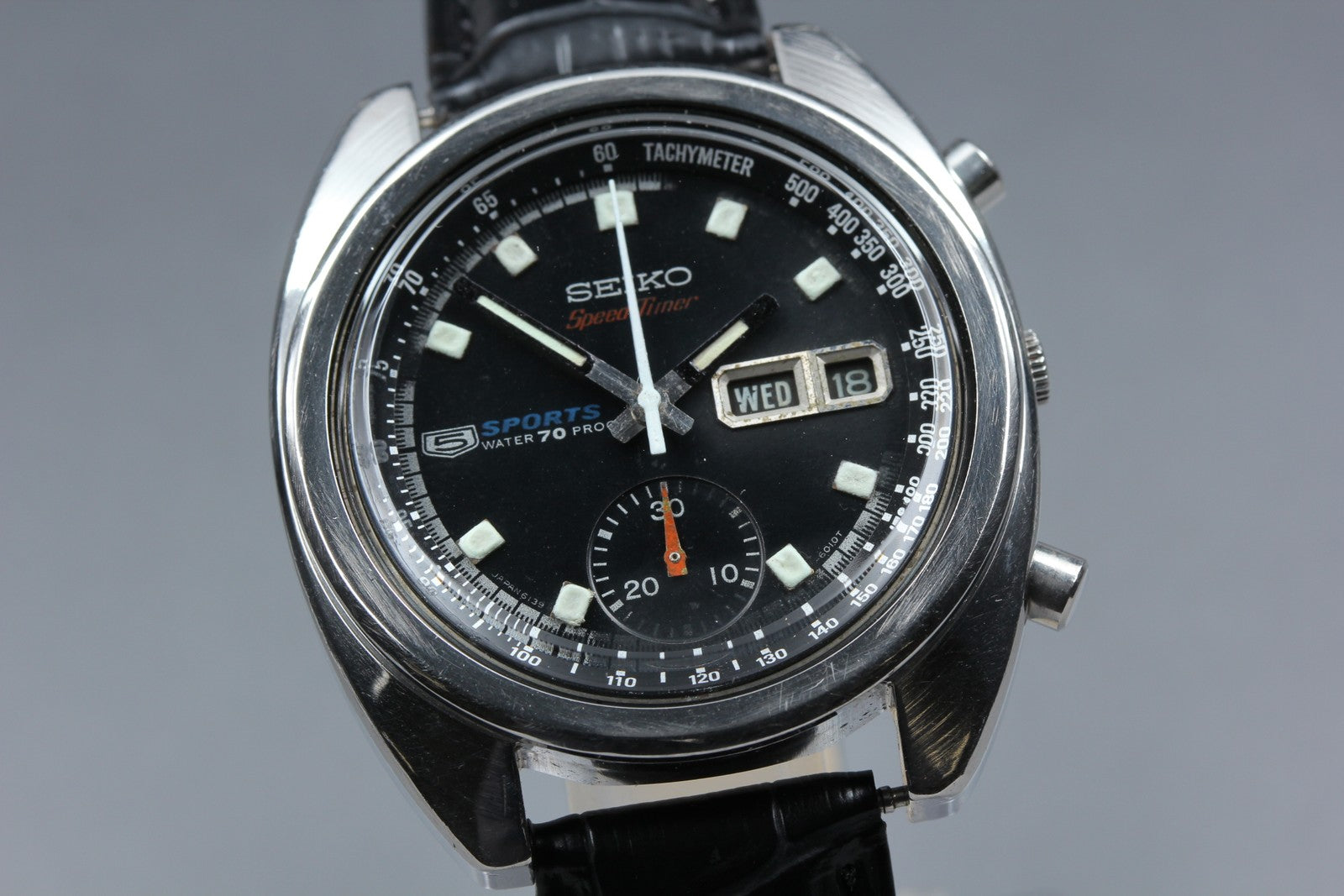 overhauled SEIKO 5 Sports Speed Timer 6139-6010 Automatic Men's Watch 39mm JAPAN
