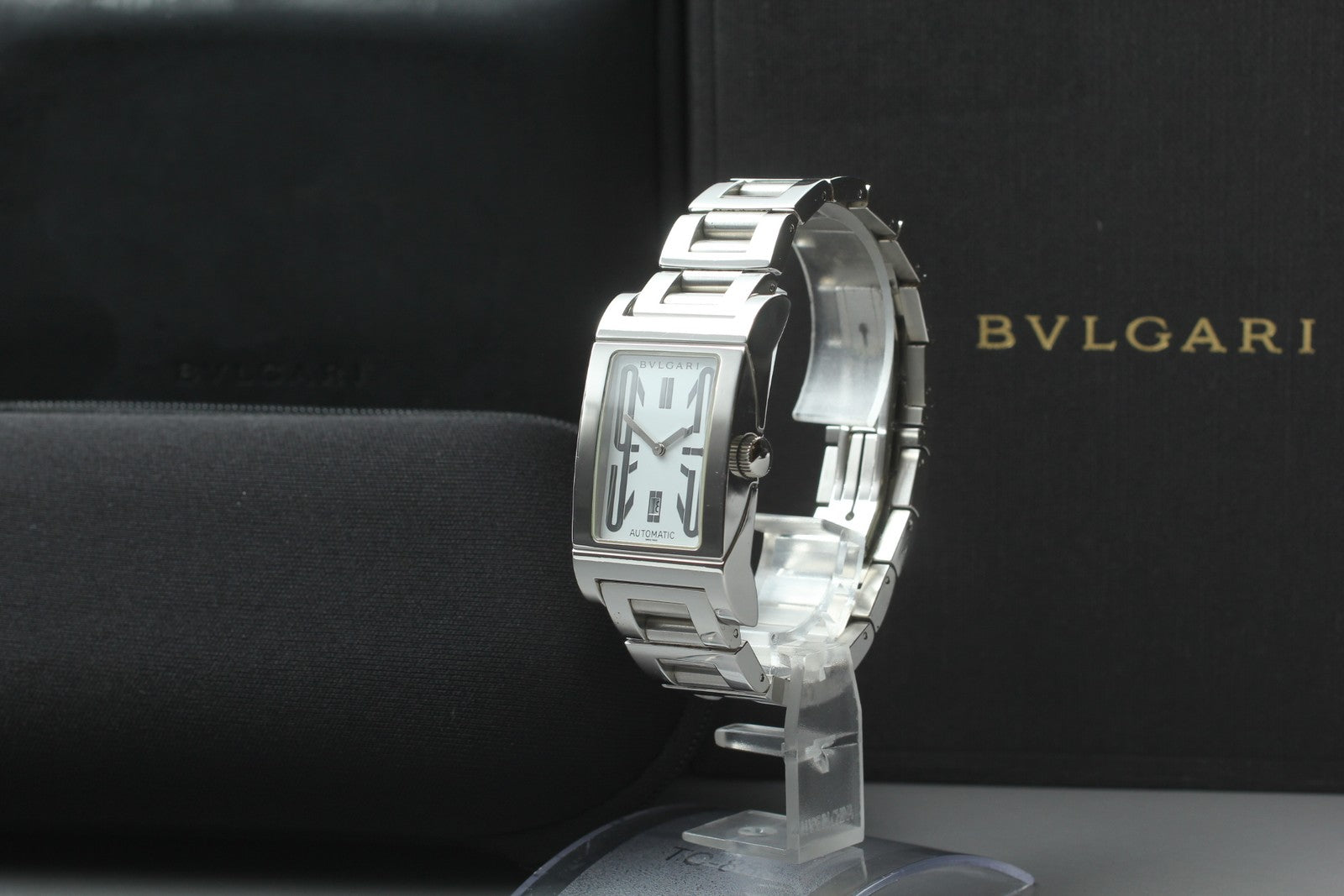 [Exc+5 Box] BVLGARI Rettangolo RT45S Automatic Date White Dial 26mm Watch JAPAN