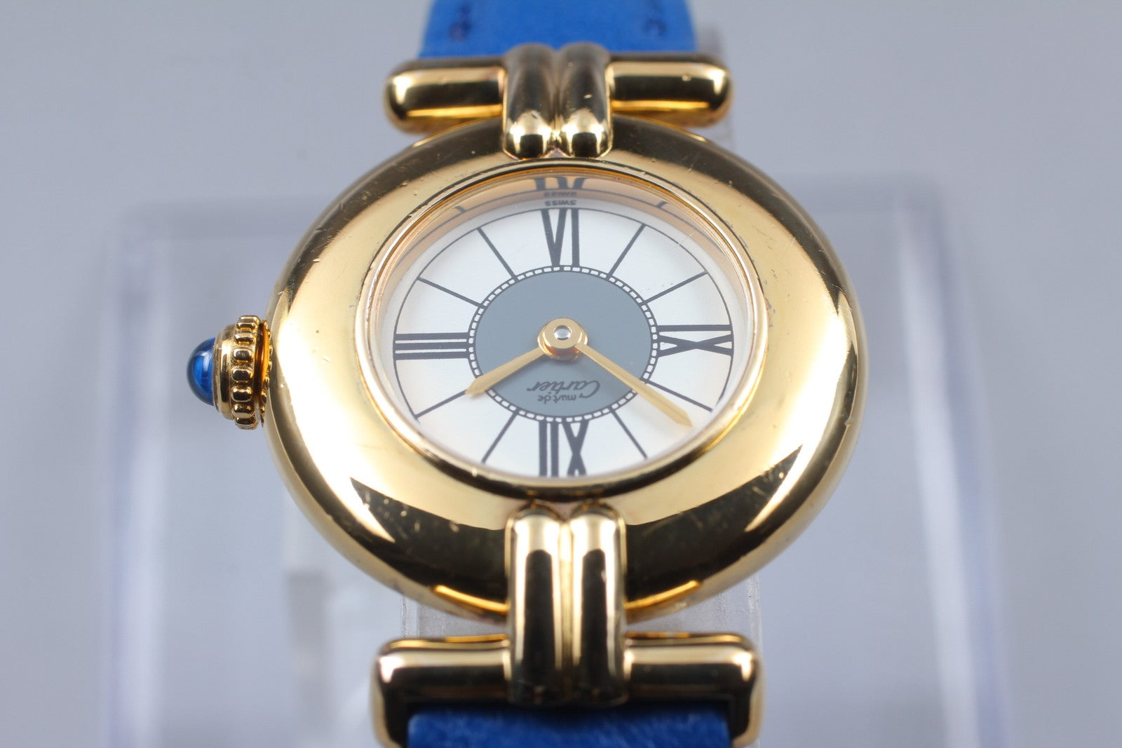 Vintage [Exc+5] Cartier Must Colisee Vermeil 590002 Blue Women's Quartz Watch