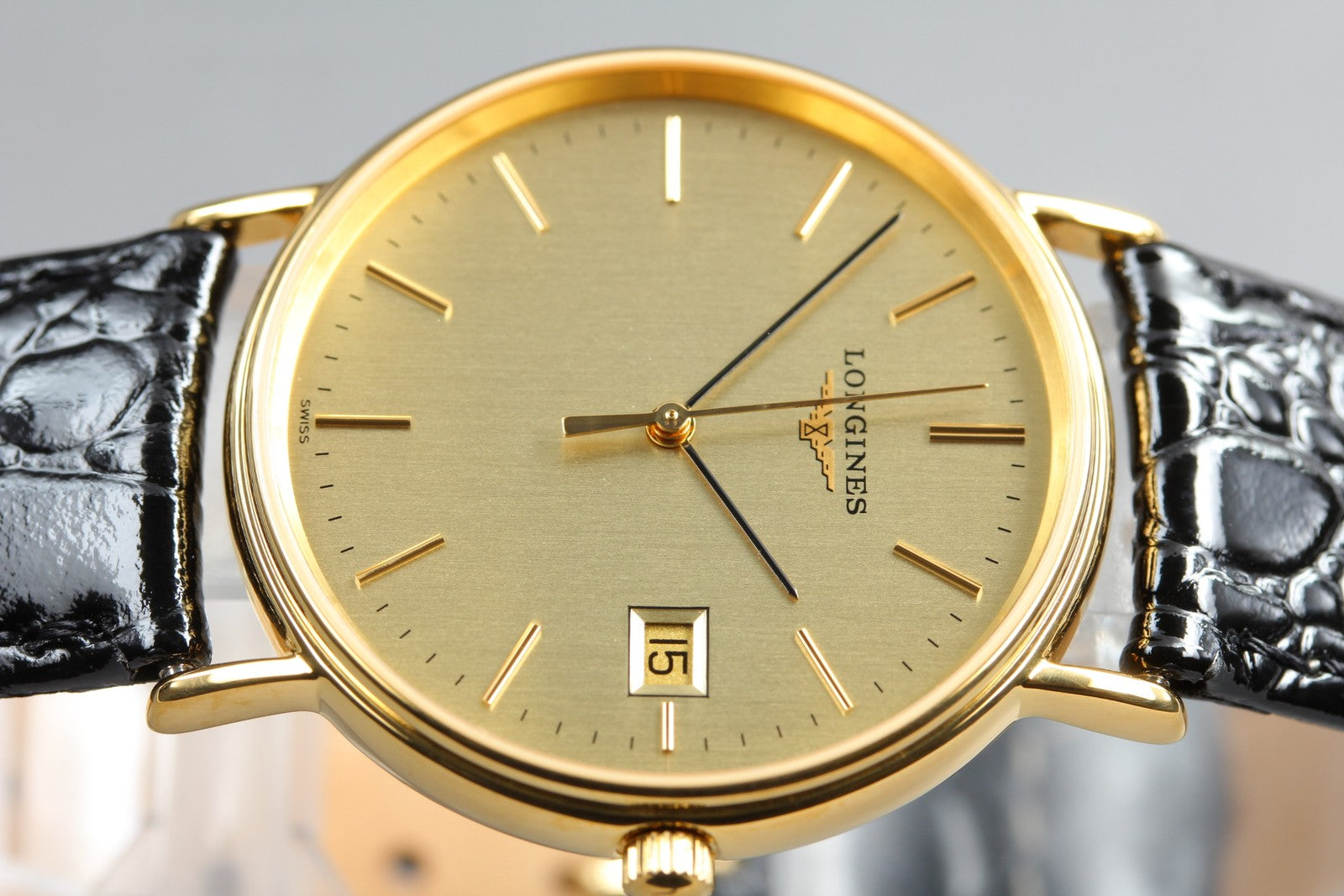 [Near MINT-] LONGINES Grand Classic L4.720.2 Gold Black 32mm Quartz Men's Watch