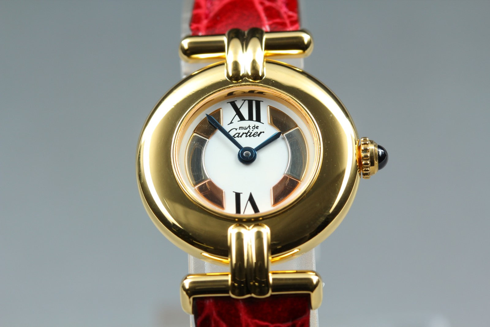 Vintage Cartier Must Colisee Vermeil 590002 Red Women's Quartz Watch [Pouch]
