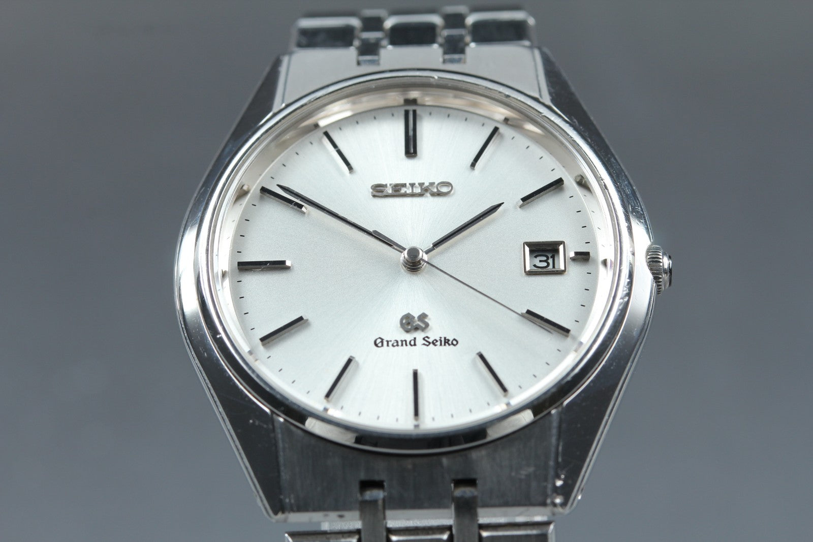 New Batt GRAND SEIKO 9587-8000 SBGS003 Silver Quartz Date Boy's Watch 36mm JAPAN