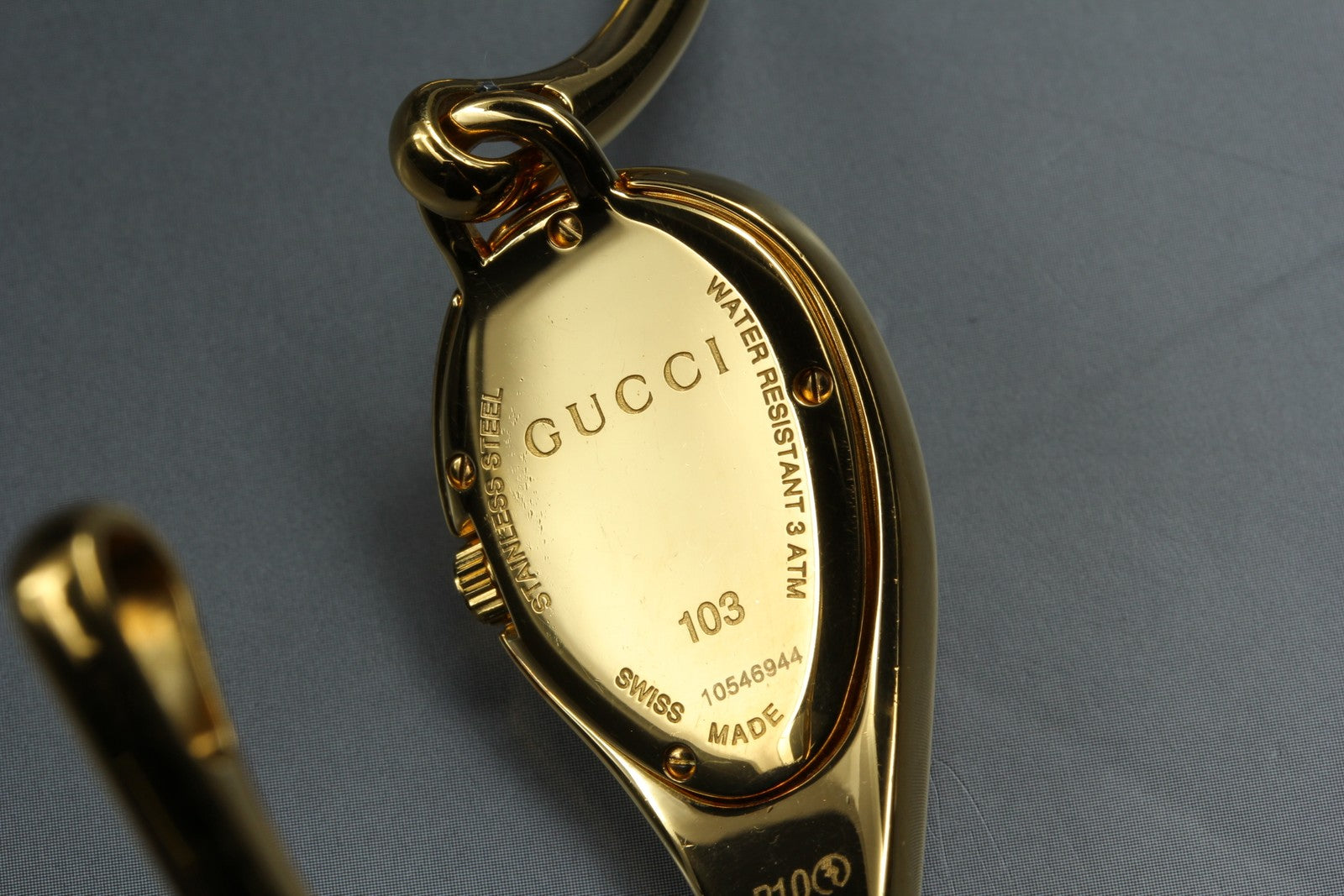 Gucci 103 Horsebit Gold Floral Dial 21 mm Bangle Woman's Quartz Watch