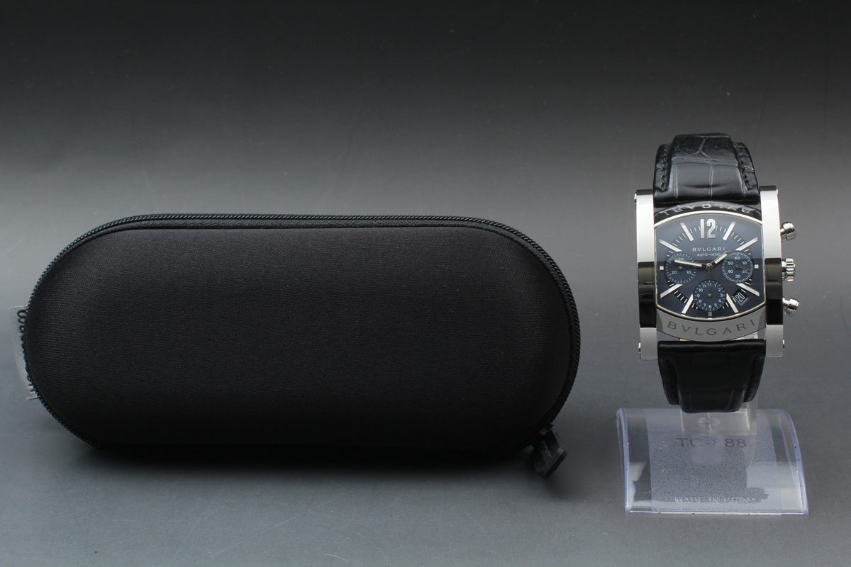 [Exc+5] BVLGARI Assioma AA48SCH Chronograph Black 38mm Automatic Men's Watch