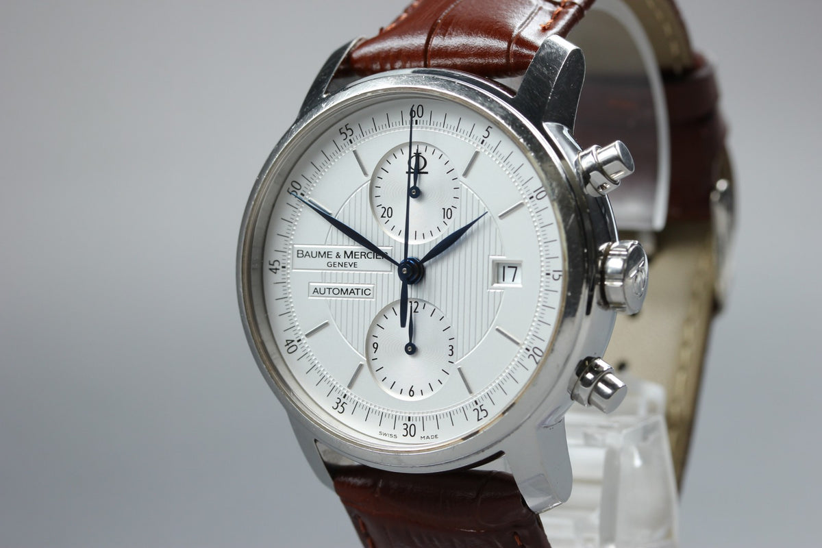 BAUME＆MERCIER Classima 65560 Automatic Chronograph White Men's Watch 42mm JAPAN
