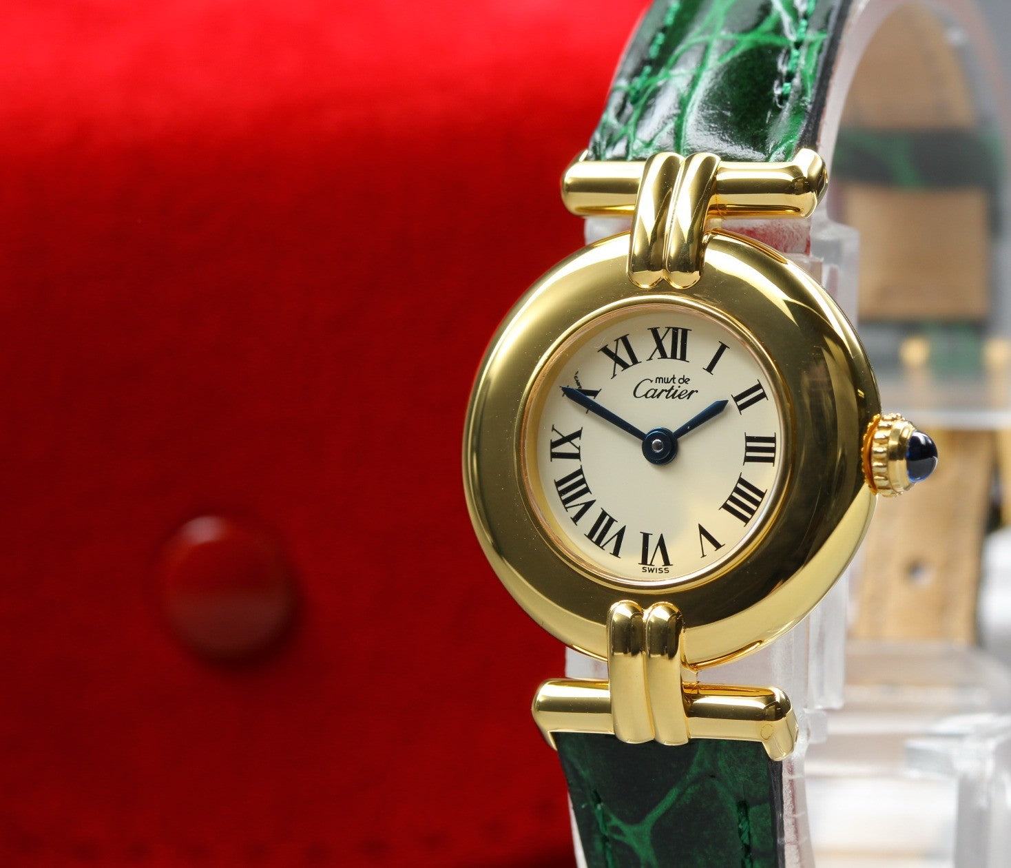 Cartier Must Colisee Vermeil 590002 Green Gold Women's Qz Watch Vintage [Pouch]